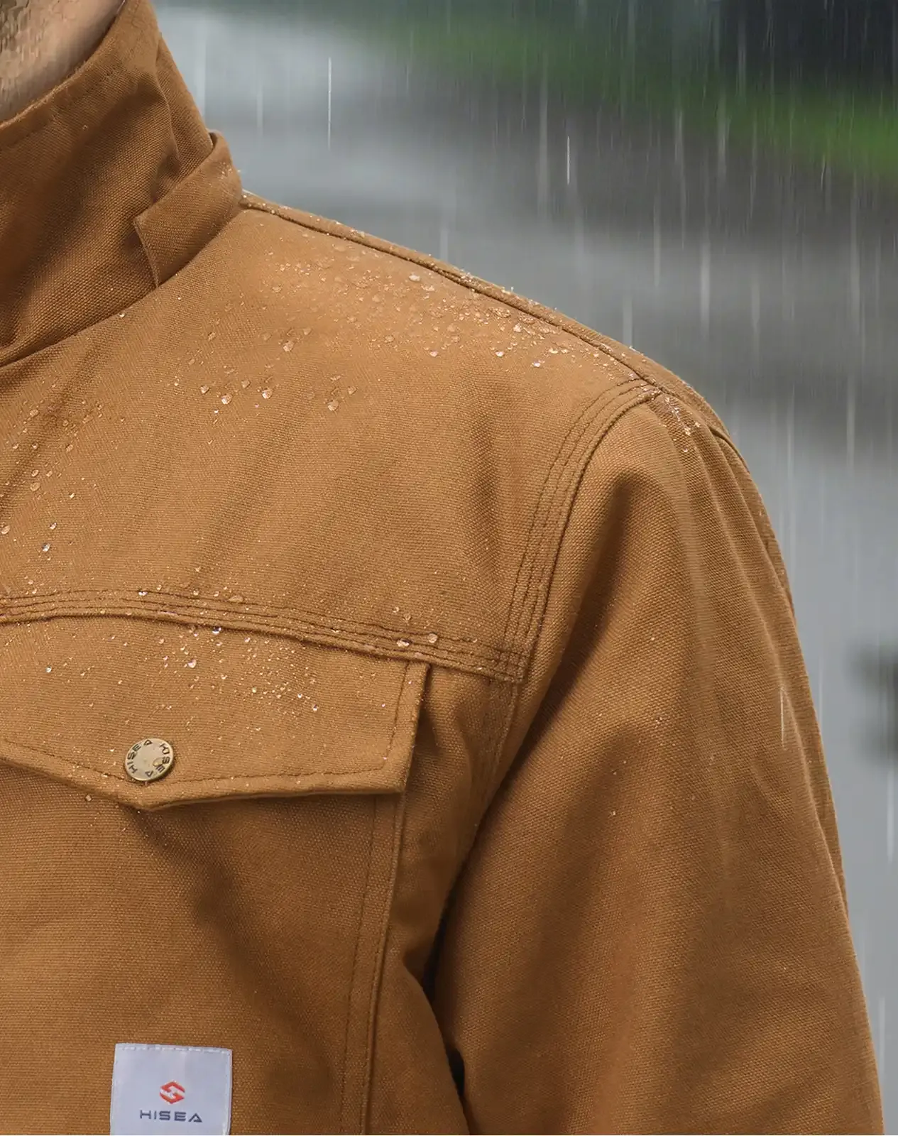 Brown Men's Insulated Work Jacket with Detachable Hood for GZ57MCP image 5