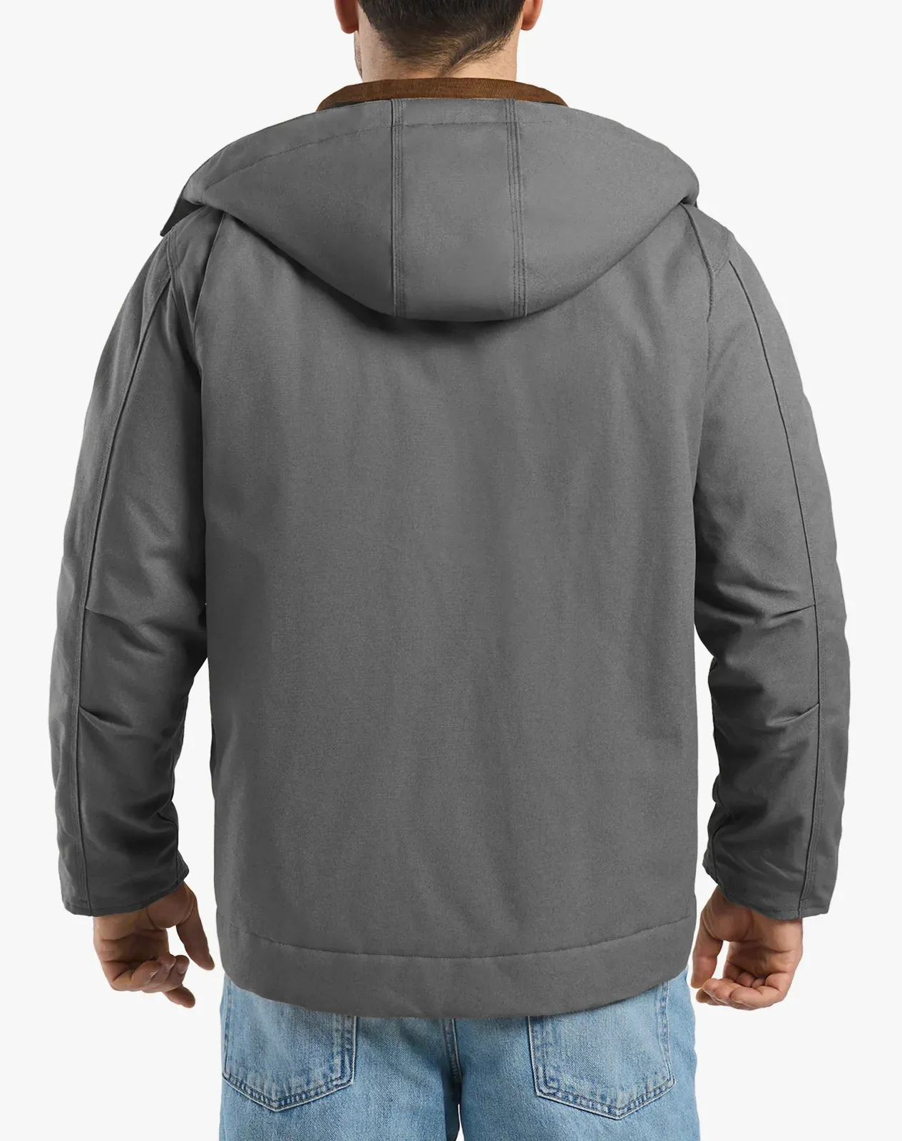 Grey Men's Insulated Work Jacket with Detachable Hood for GZ57MCP image 2