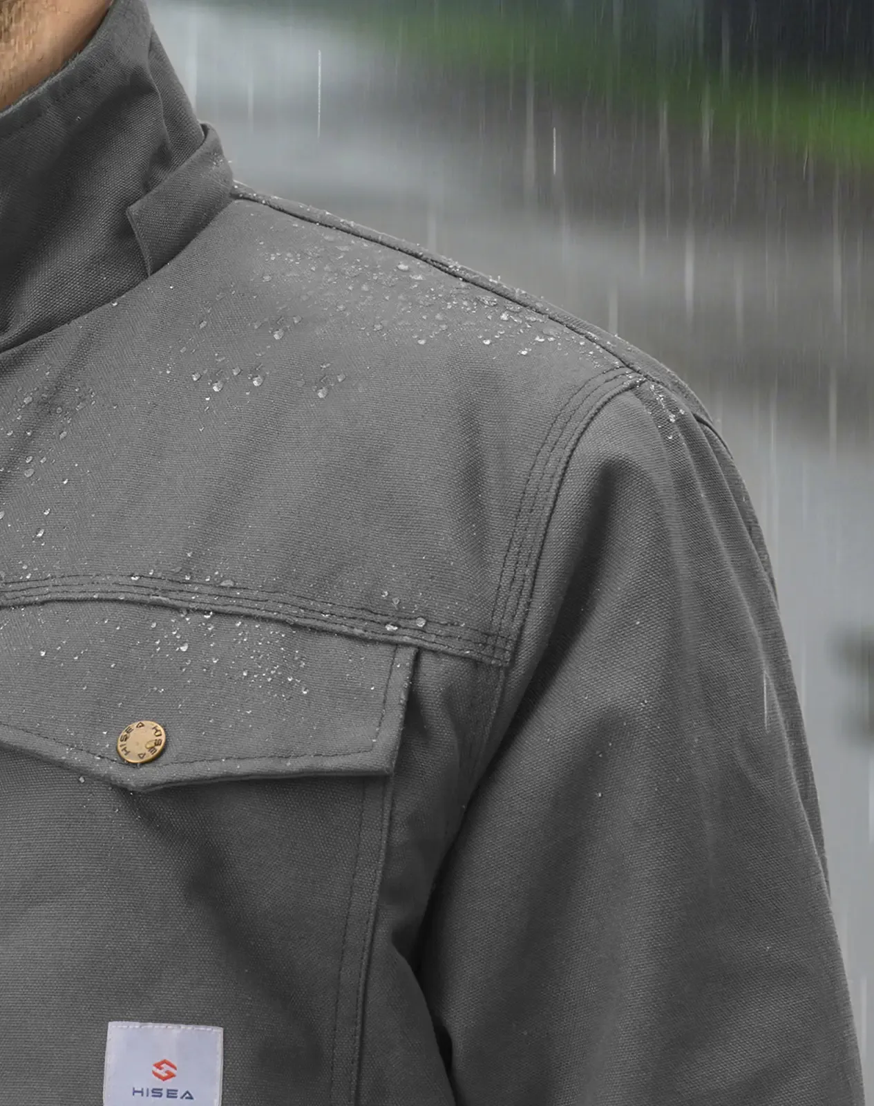 Grey Men's Insulated Work Jacket with Detachable Hood for GZ57MCP image 5
