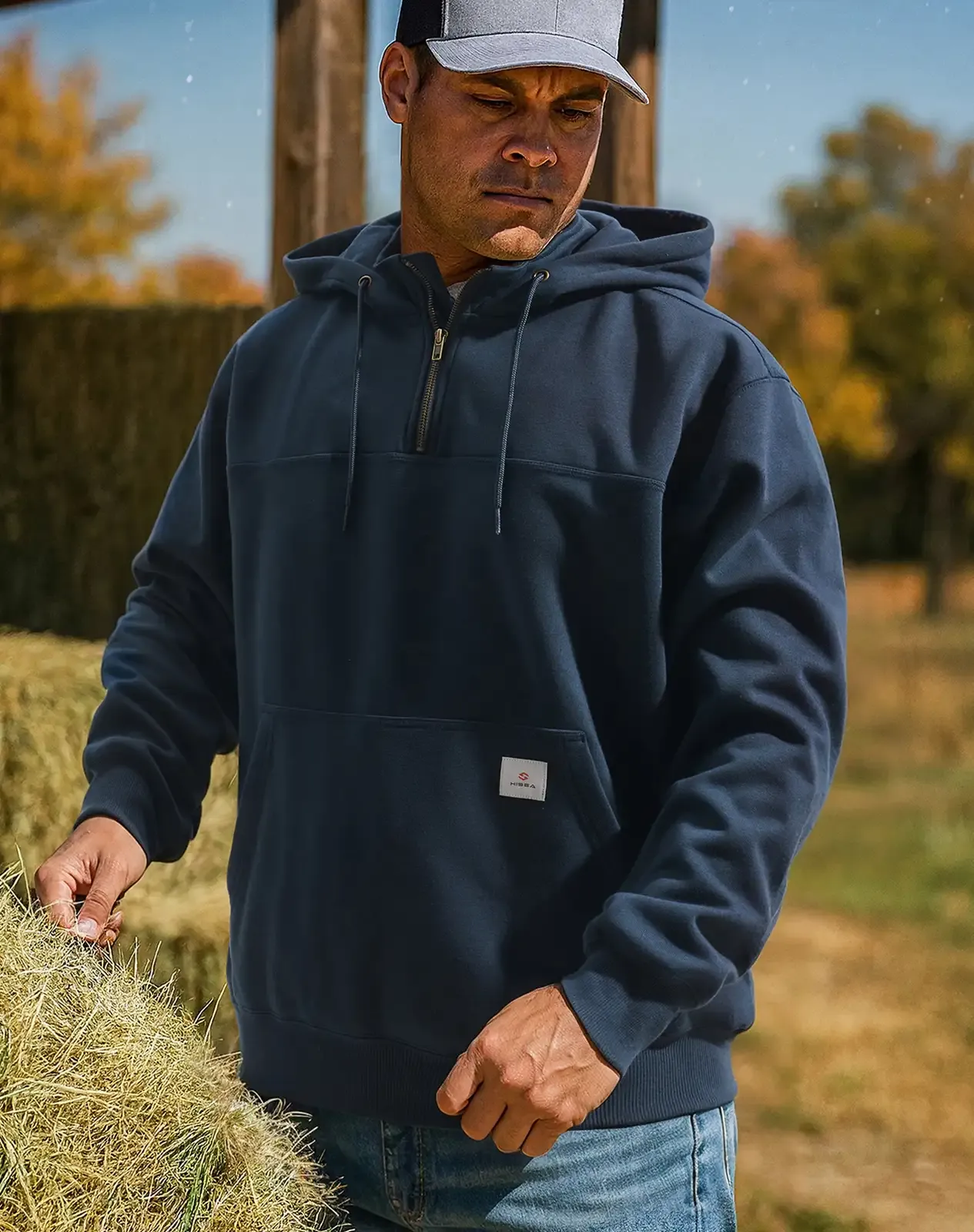 Navy Men's Fleece-Lined Quarter-Zip Hoodie for GZ58MCP image 5