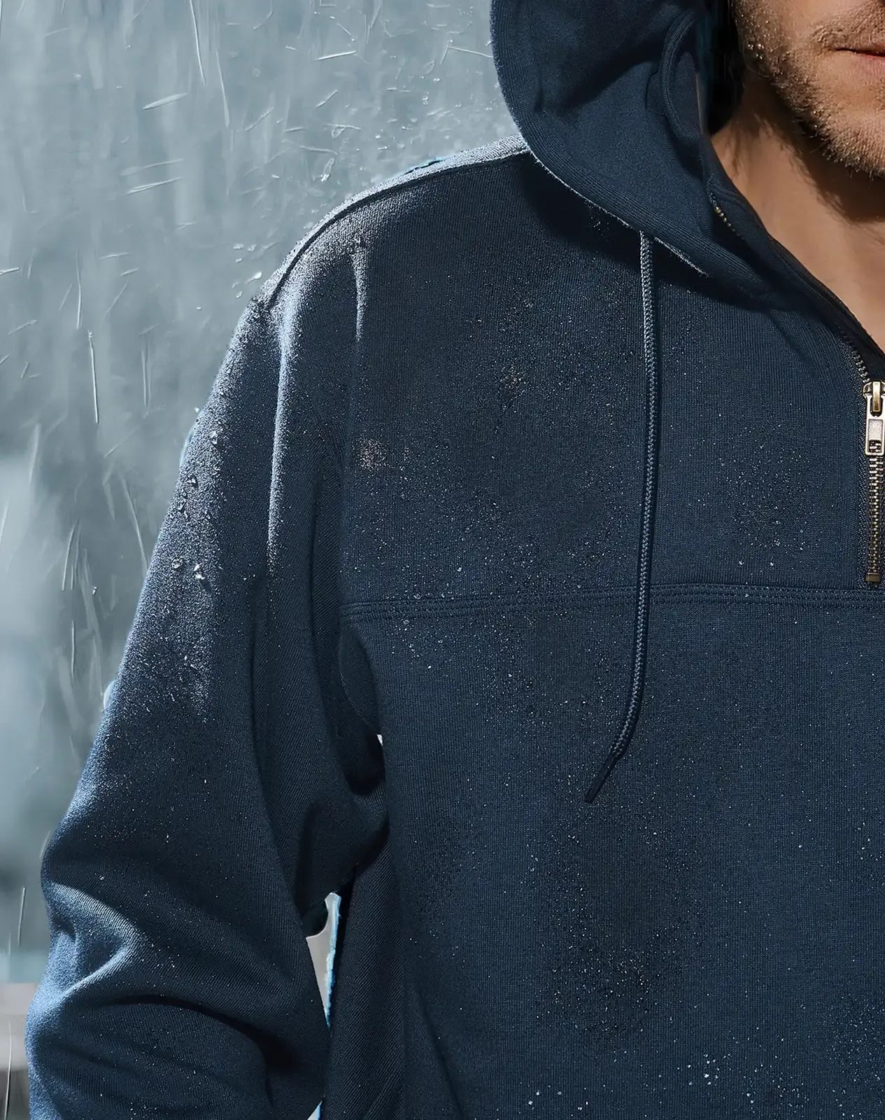 Navy Men's Fleece-Lined Quarter-Zip Hoodie for GZ58MCP image 3
