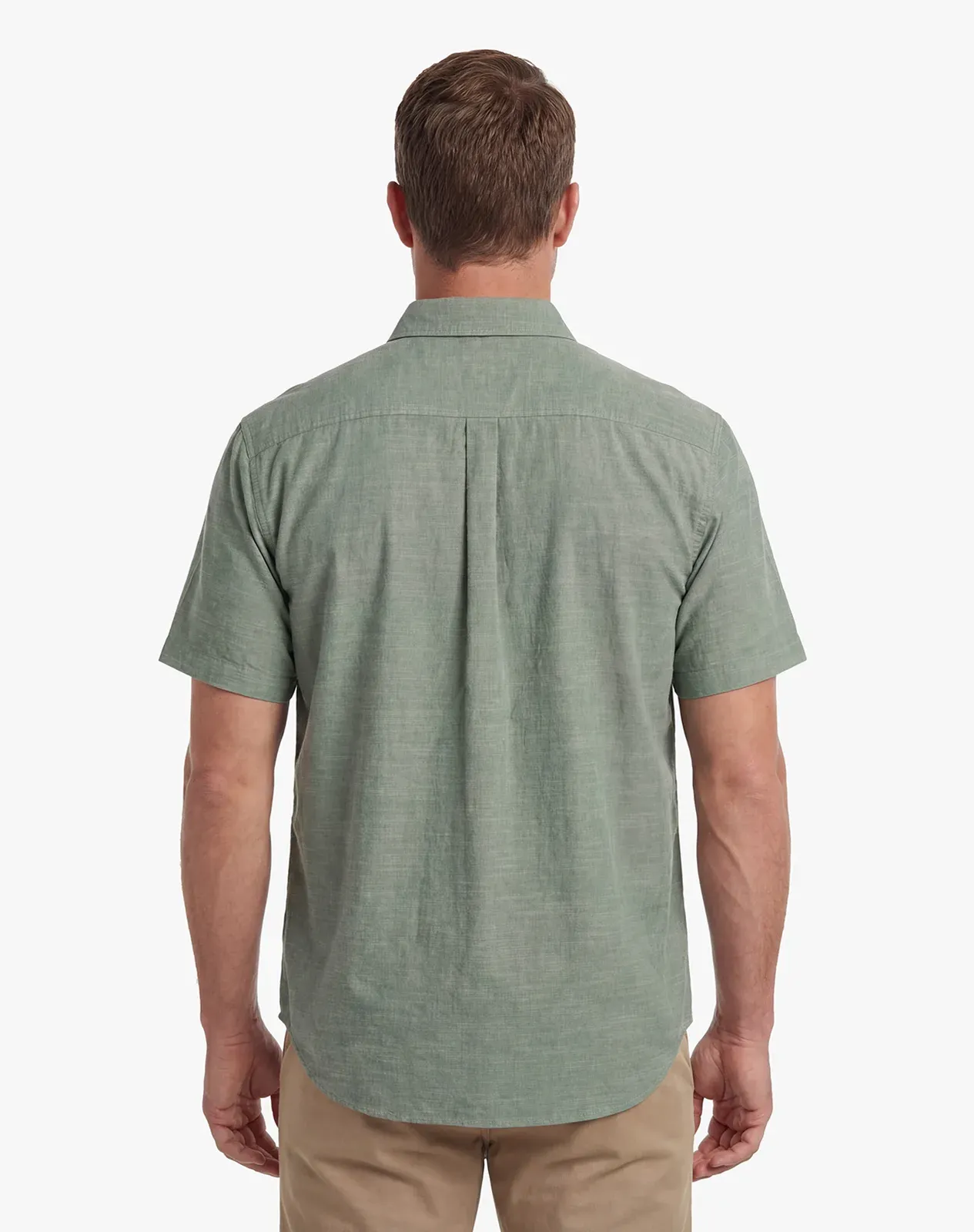 Green Men's Cotton Short Sleeve Regular Fit Work Shirt for GZ63MCP image 3