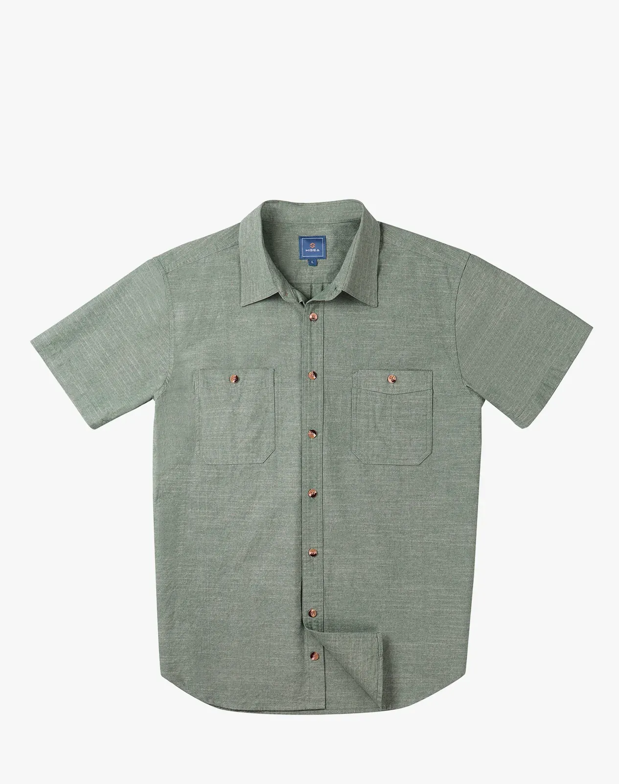 Green Men's Cotton Short Sleeve Regular Fit Work Shirt for GZ63MCP image 4