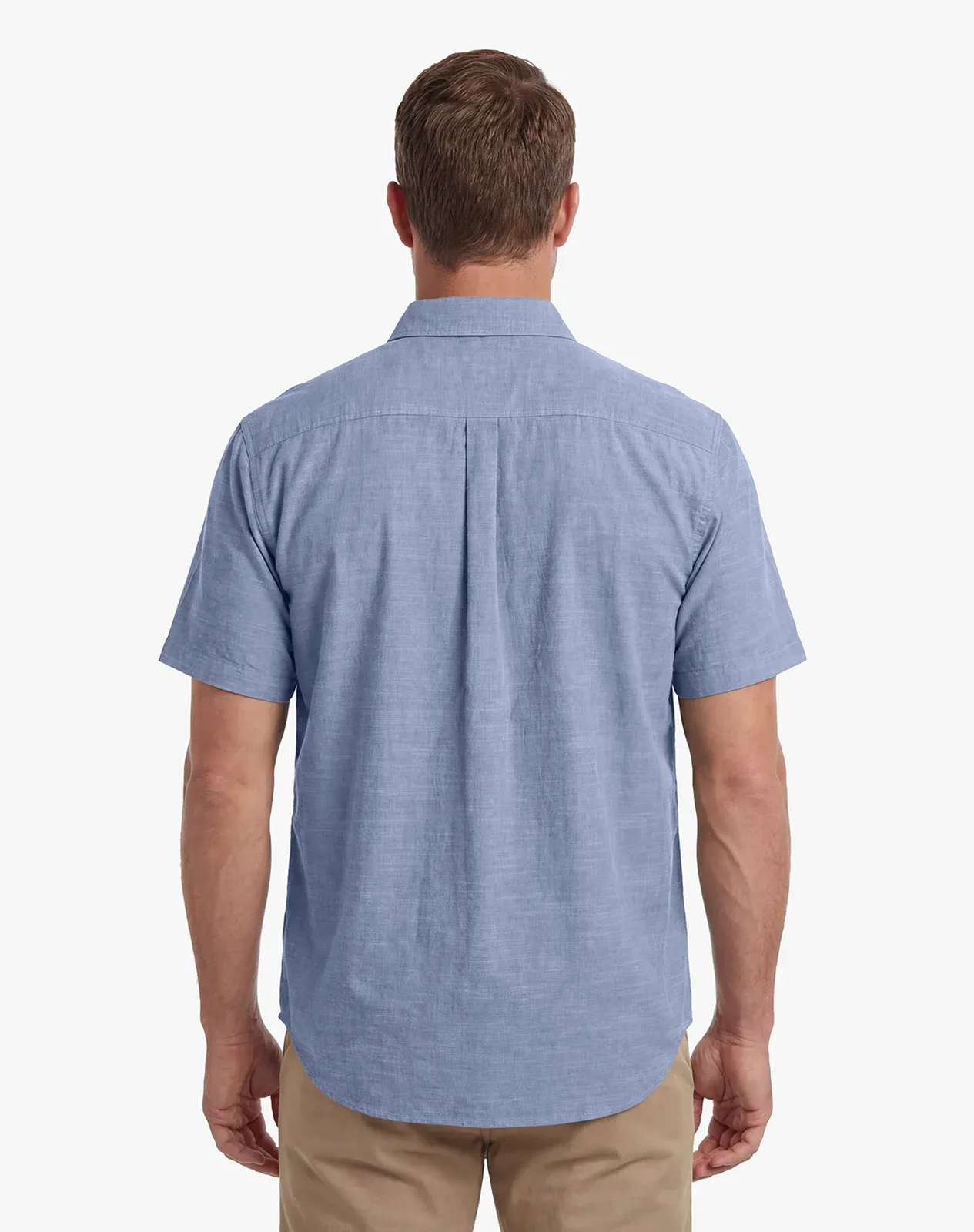 Blue Men's Cotton Short Sleeve Regular Fit Work Shirt for GZ63MCP image 3