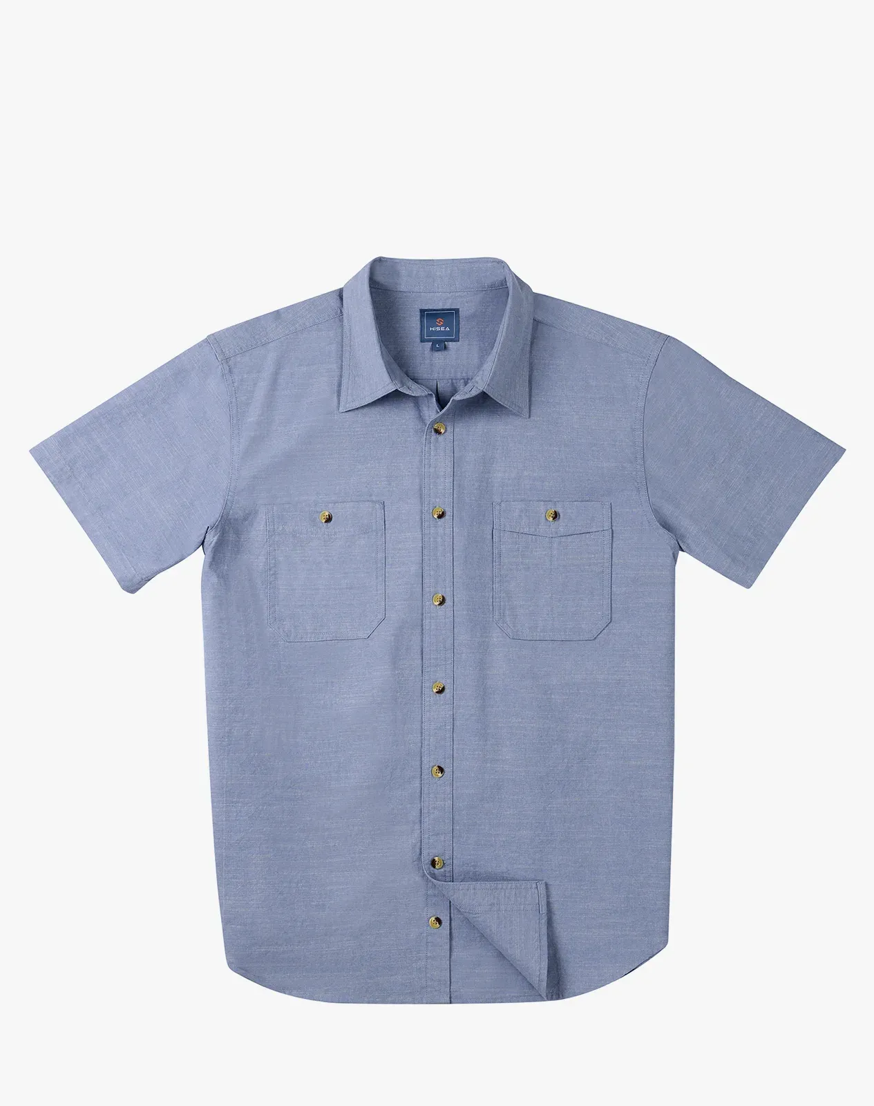 Blue Men's Cotton Short Sleeve Regular Fit Work Shirt for GZ63MCP image 4