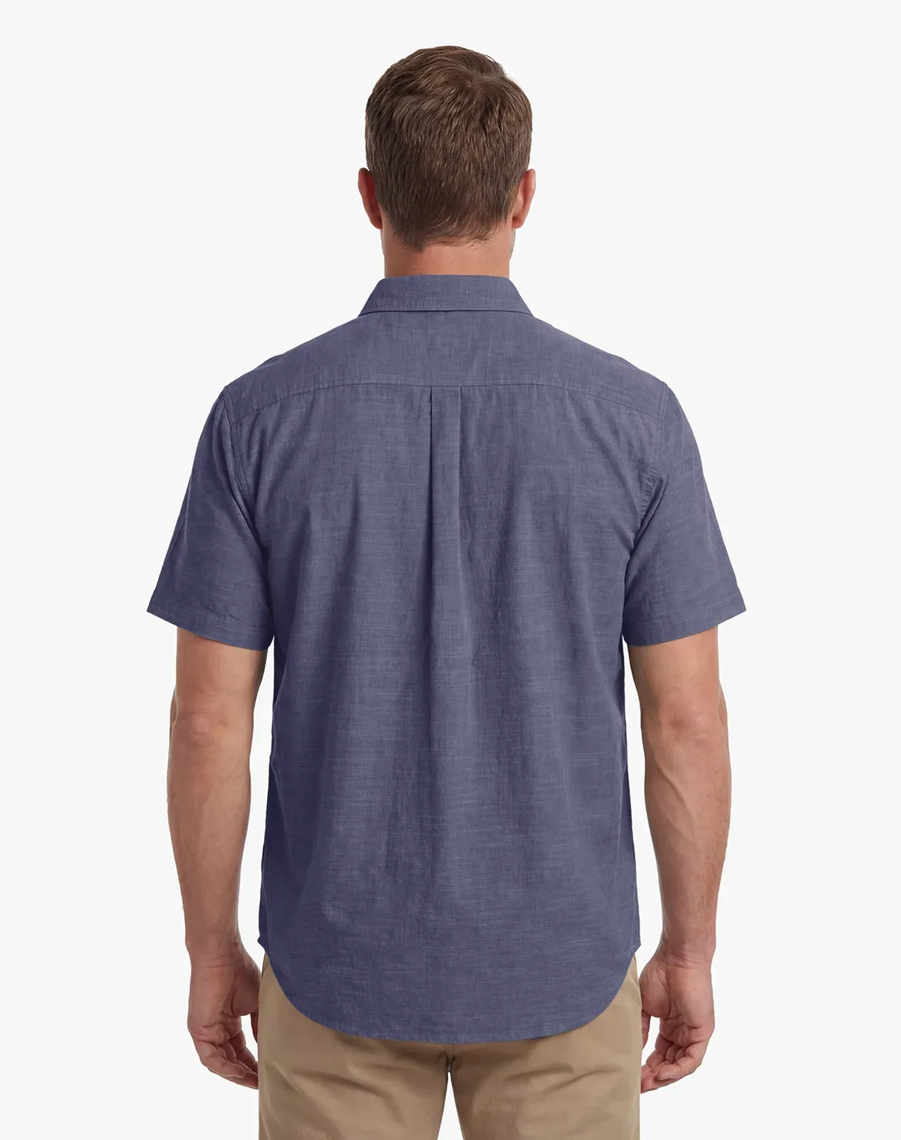Navy Men's Cotton Short Sleeve Regular Fit Work Shirt for GZ63MCP image 3