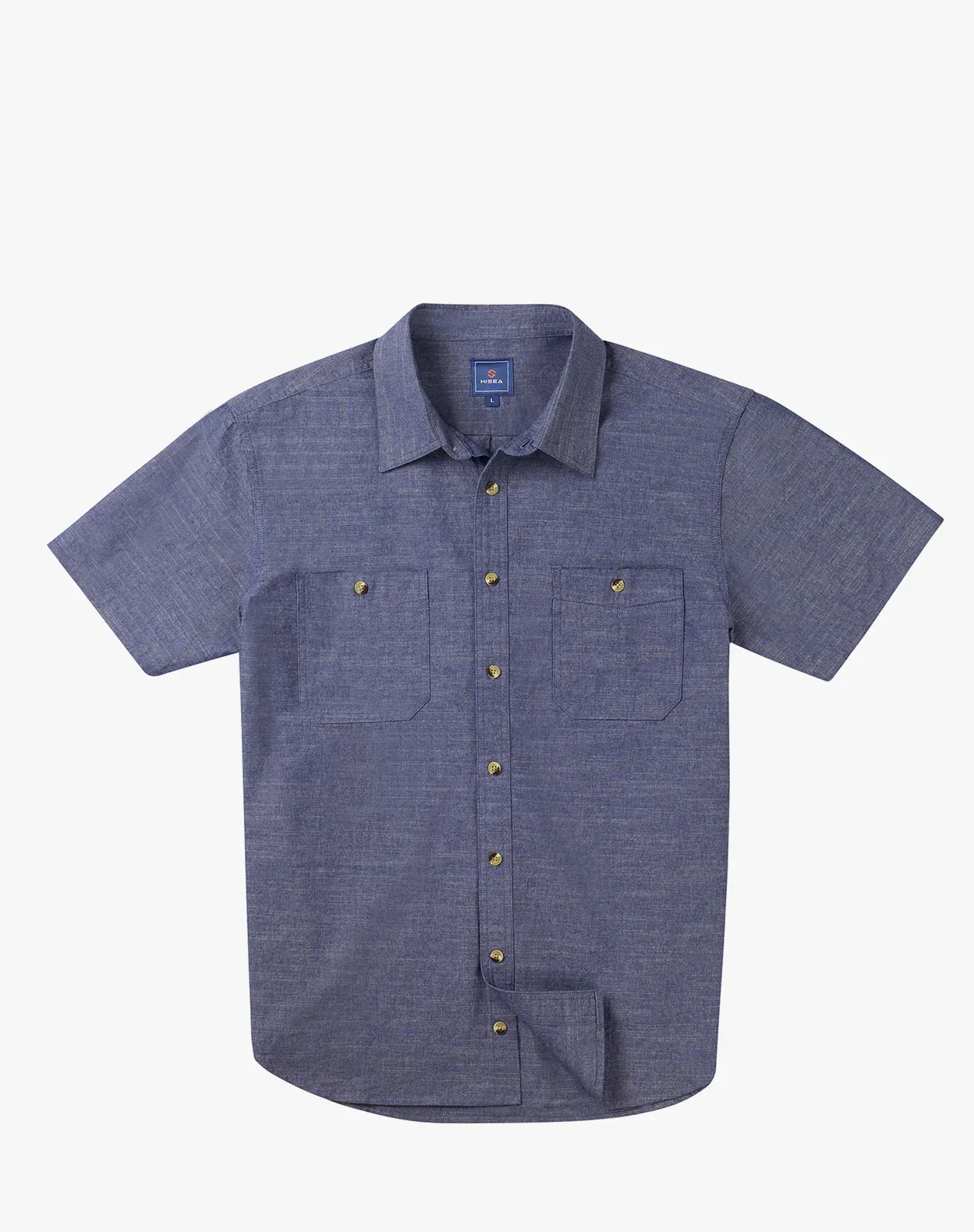 Navy Men's Cotton Short Sleeve Regular Fit Work Shirt for GZ63MCP image 4