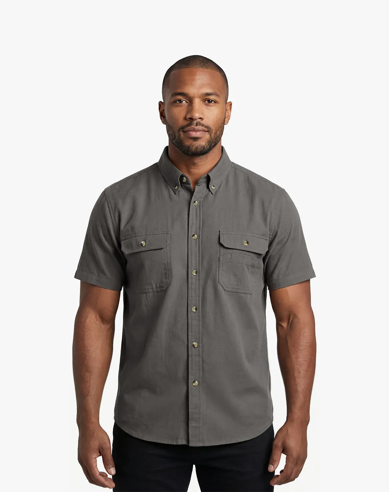Grey Men's Lightweight Short Sleeve Work Shirt for GZ64MCP image 1
