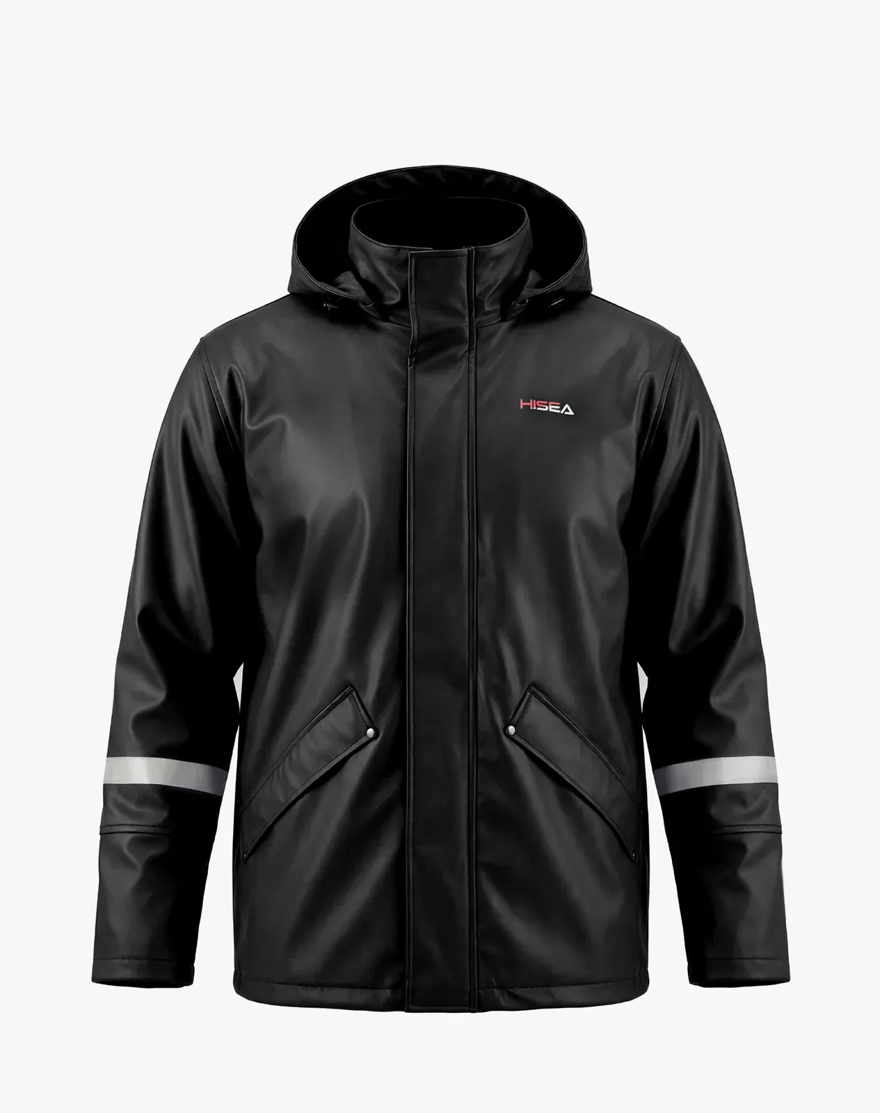 Black Men's Heavy-Duty Waterproof Work Rain Jacket for GZ65MCP image 5