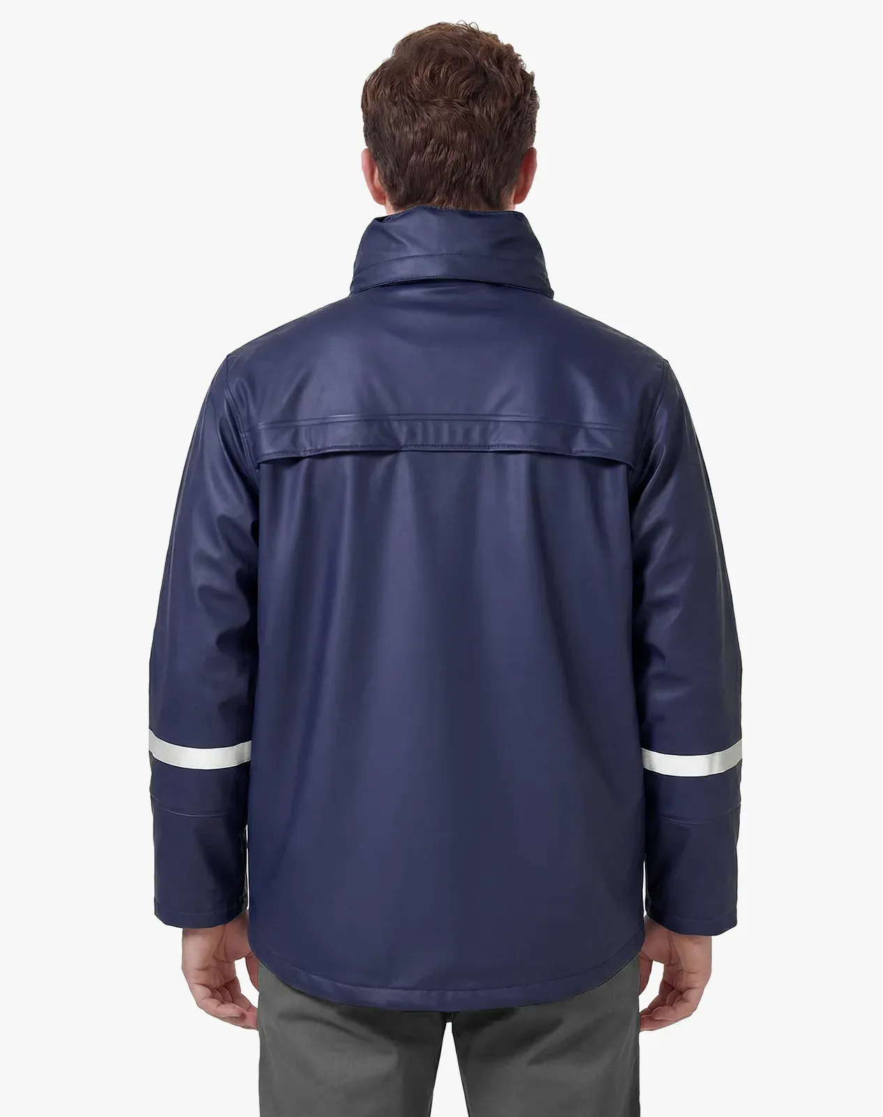 Navy Men's Heavy-Duty Waterproof Work Rain Jacket for GZ65MCP image 4