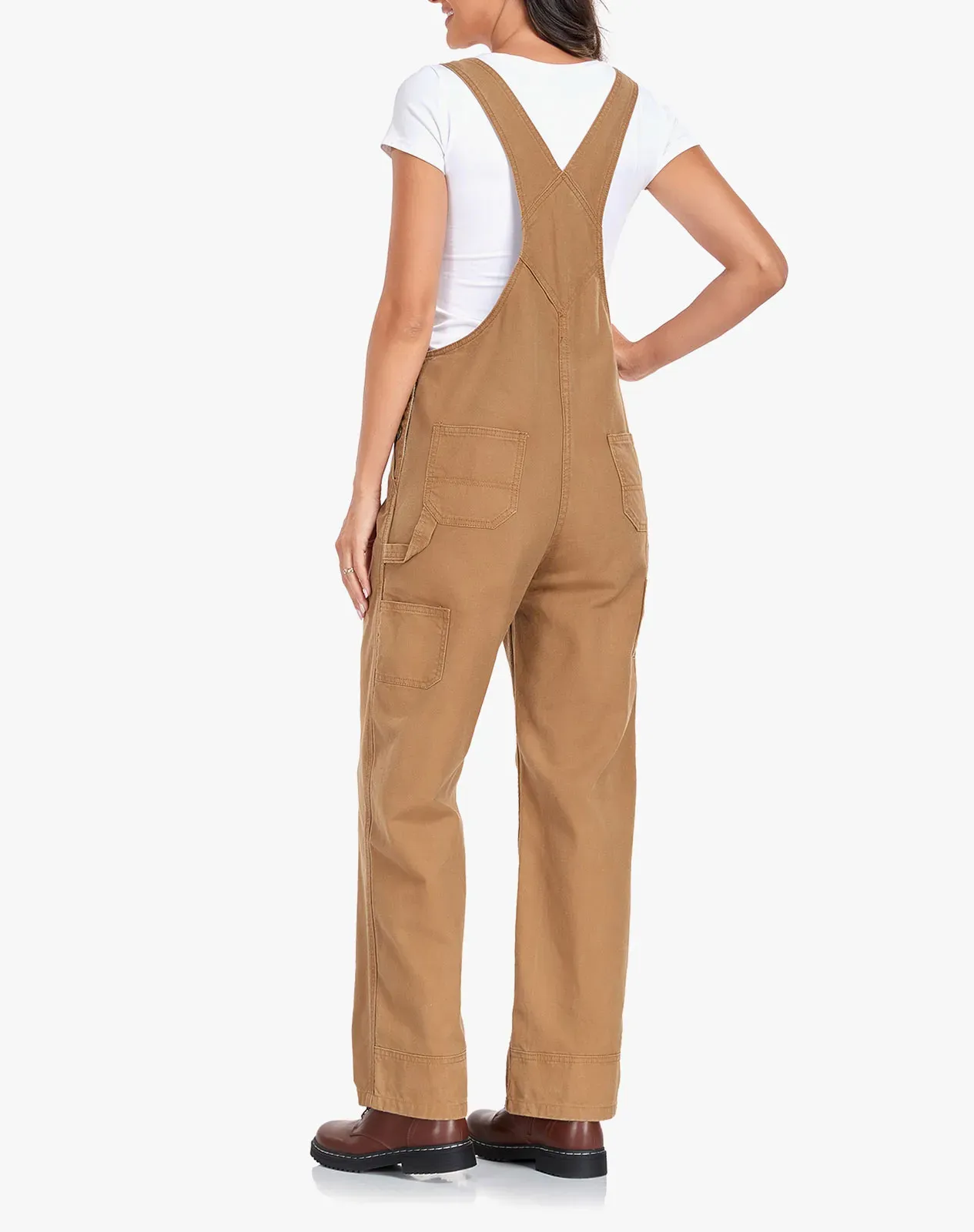 Camel Women's Denim Bib Overalls with Adjustable Straps for GZ66WCP image 4