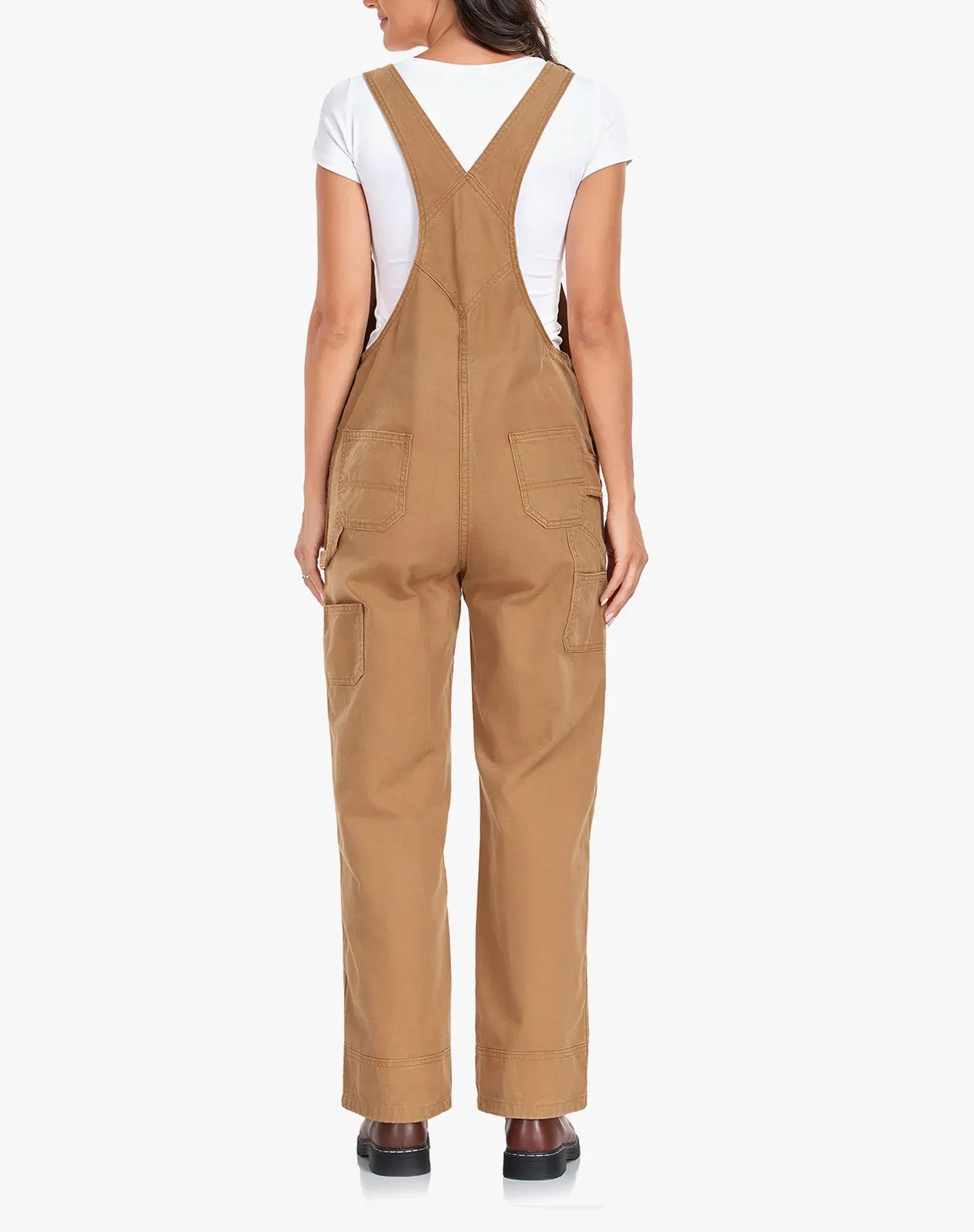 Camel Women's Denim Bib Overalls with Adjustable Straps for GZ66WCP image 5