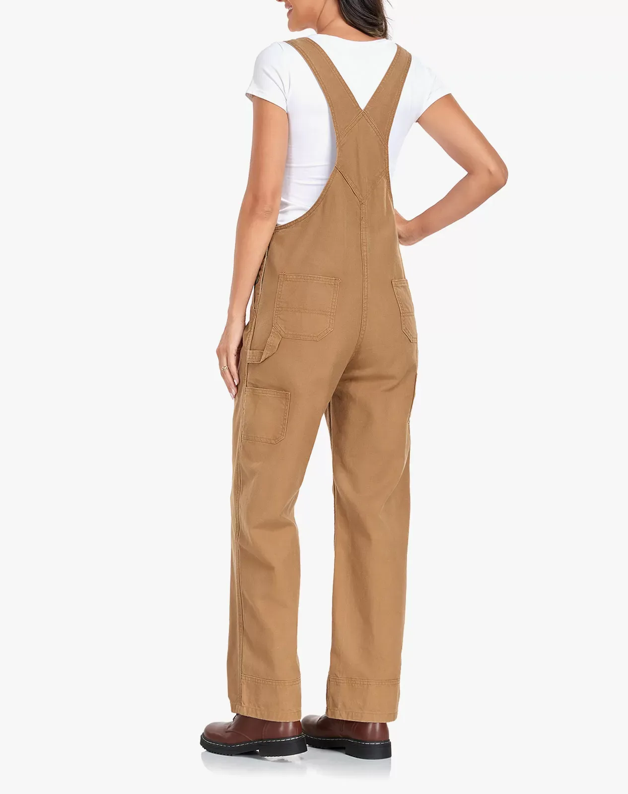 Camel Women's Bib Overall Workwear with Adjustable Straps and Convenient Tool Pockets for GZ66WCP image 4
