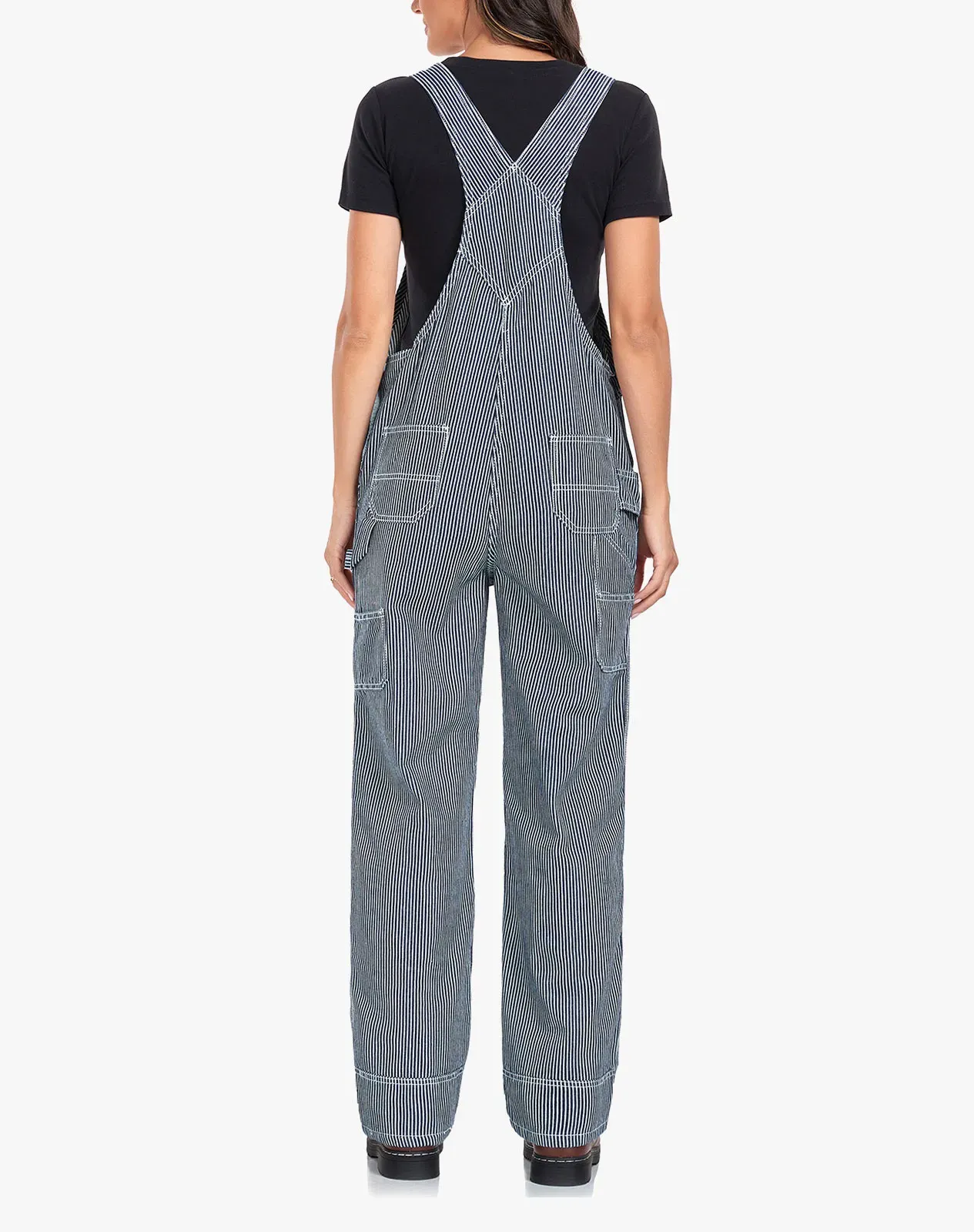 Stripe Women's Denim Bib Overalls with Adjustable Straps for GZ66WCP image 5