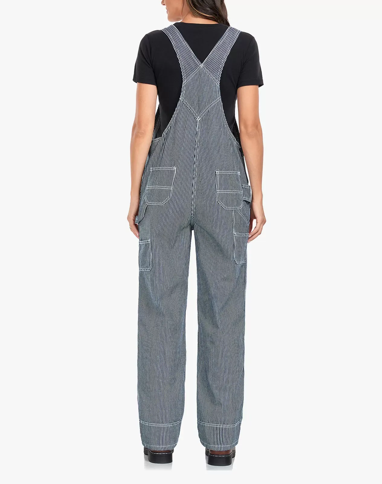 Stripe Women's Bib Overall Workwear with Adjustable Straps and Convenient Tool Pockets for GZ66WCP image 5
