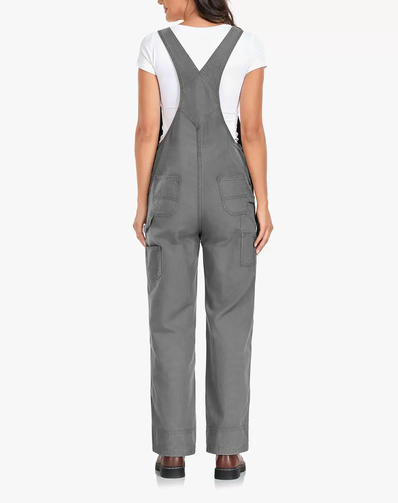 Grey Women's Bib Overall Workwear with Adjustable Straps and Convenient Tool Pockets for GZ66WCP image 4
