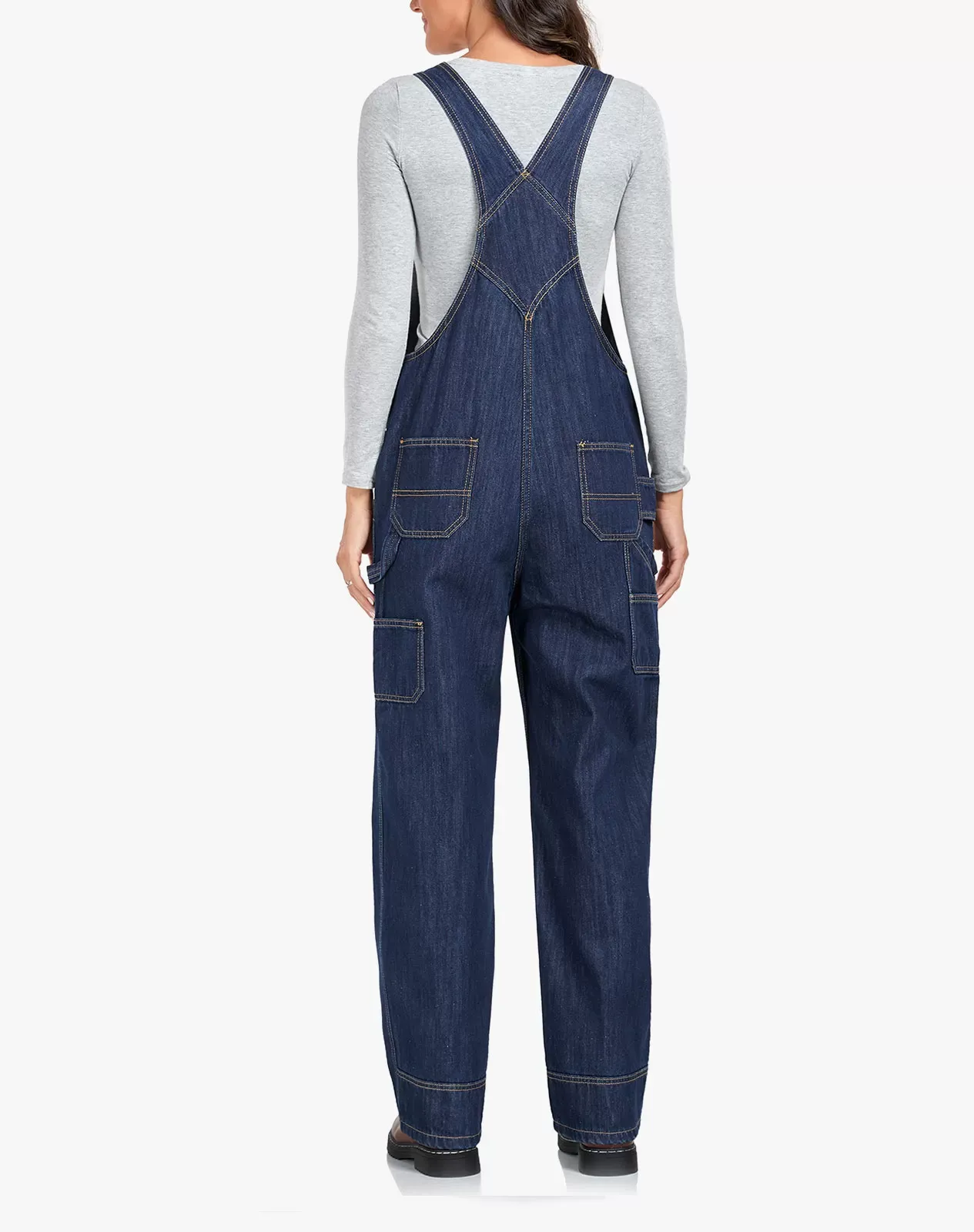 Navy Women's Bib Overall Workwear with Adjustable Straps and Convenient Tool Pockets for GZ66WCP image 4