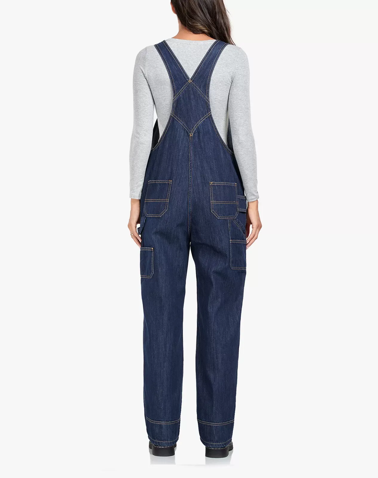 Navy Women's Bib Overall Workwear with Adjustable Straps and Convenient Tool Pockets for GZ66WCP image 5