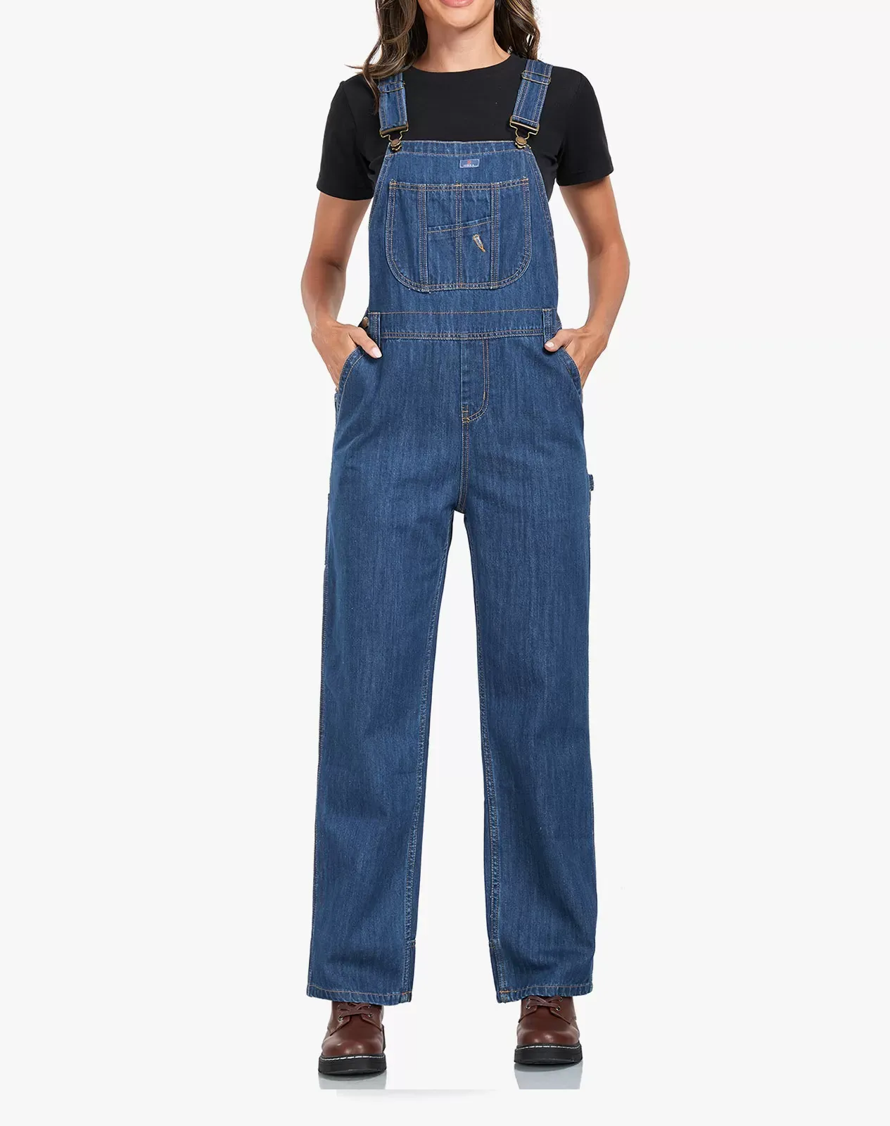 Women's Denim Bib Overalls with Adjustable Straps for GZ66WCP image 1