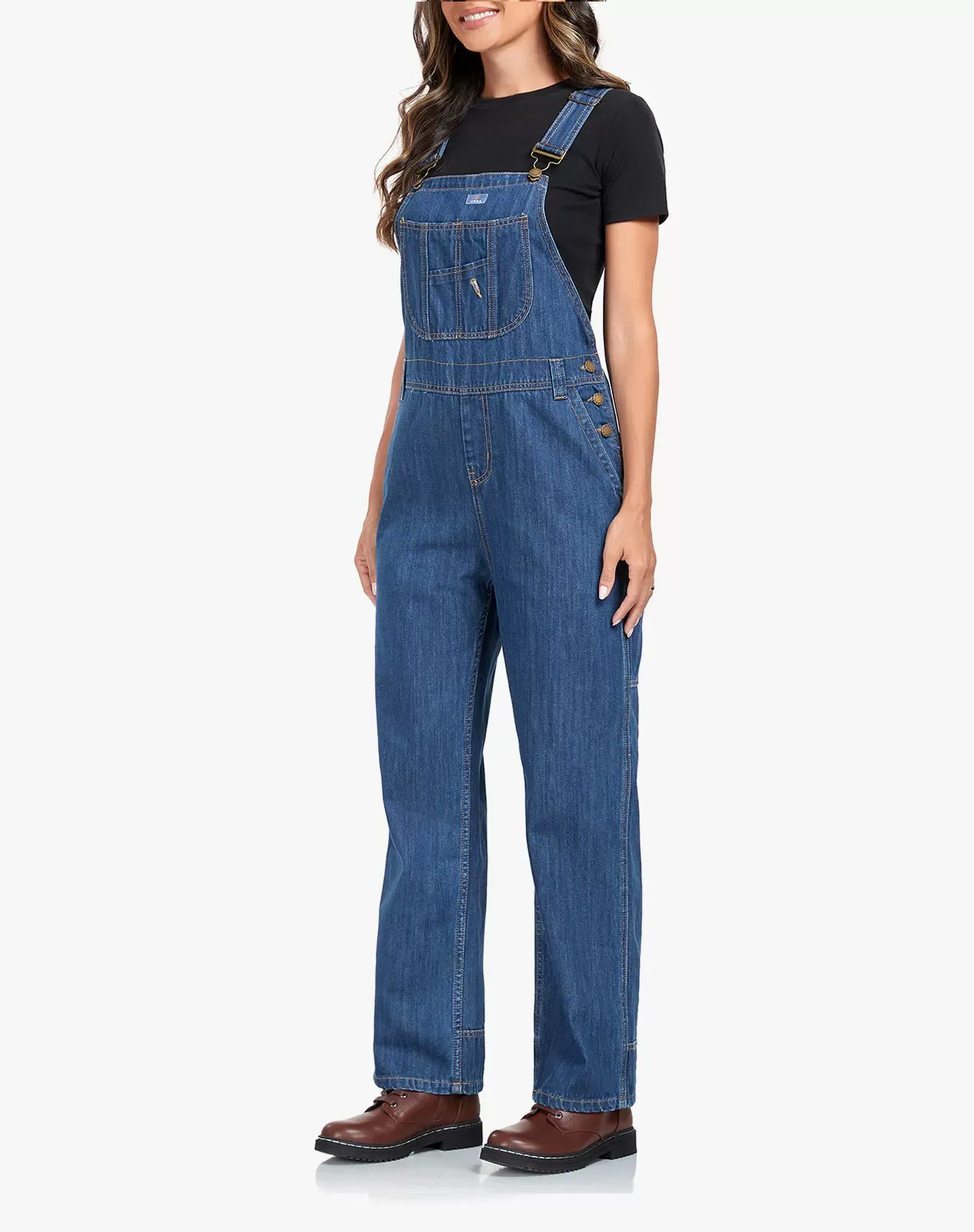 Women's Denim Bib Overalls with Adjustable Straps for GZ66WCP image 4