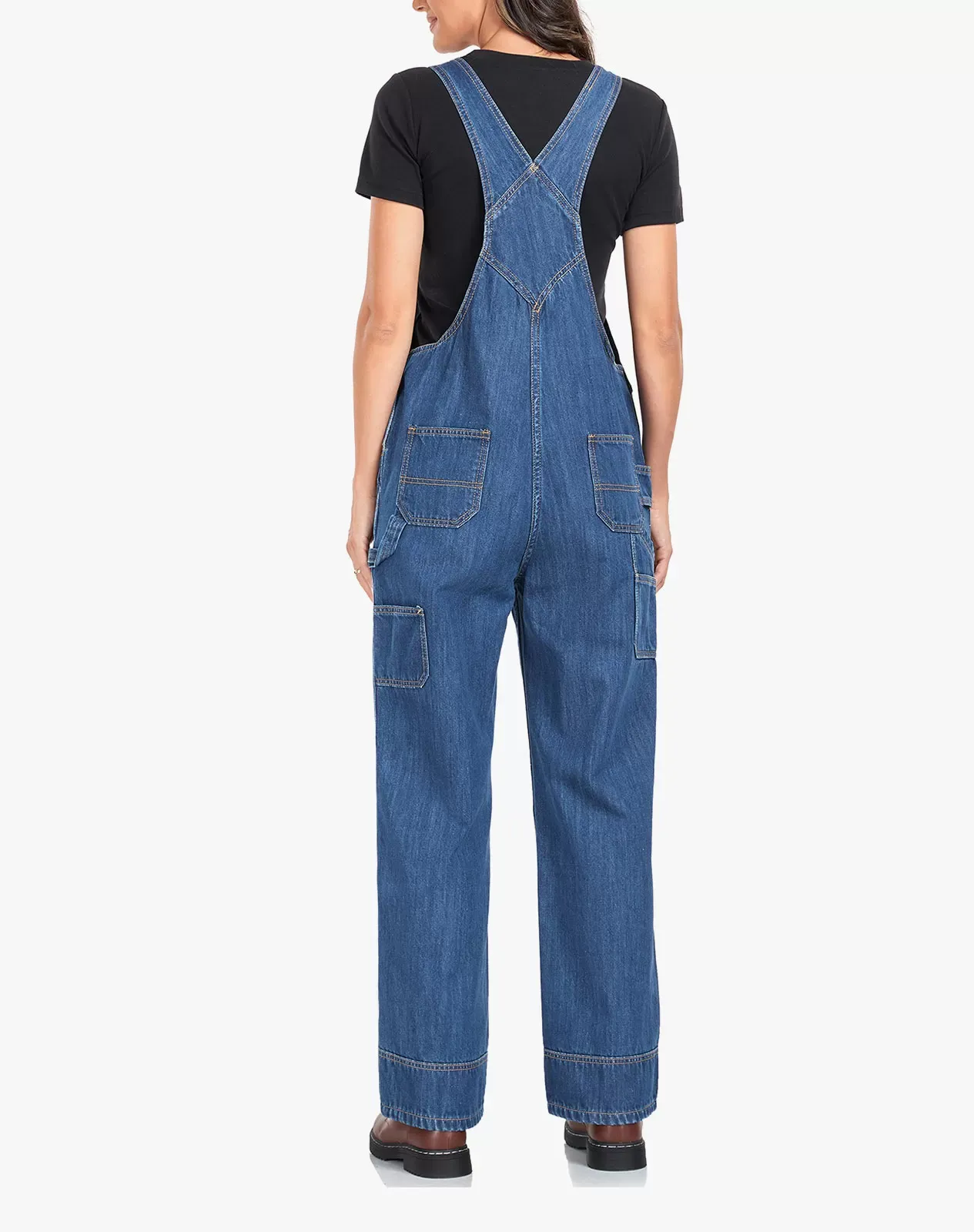 Women's Denim Bib Overalls with Adjustable Straps for GZ66WCP image 5