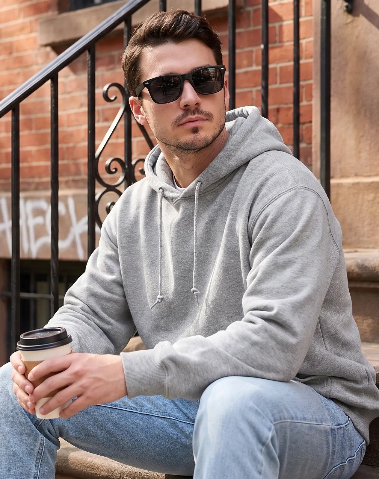 Grey Men's Insulated Hooded Pullover Sweatshirt for GZ70MCP image 6