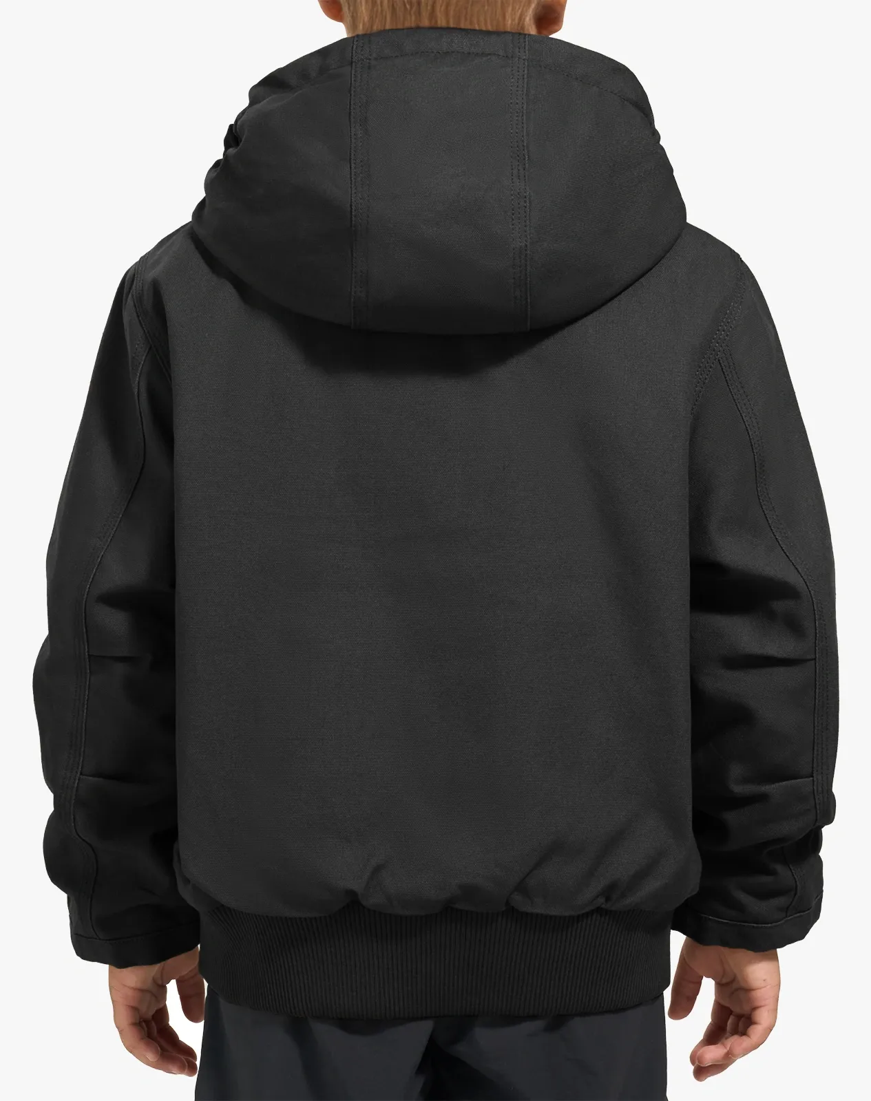 Black Kids' Insulated Canvas Hooded Jacket for GZ72KCP image 2