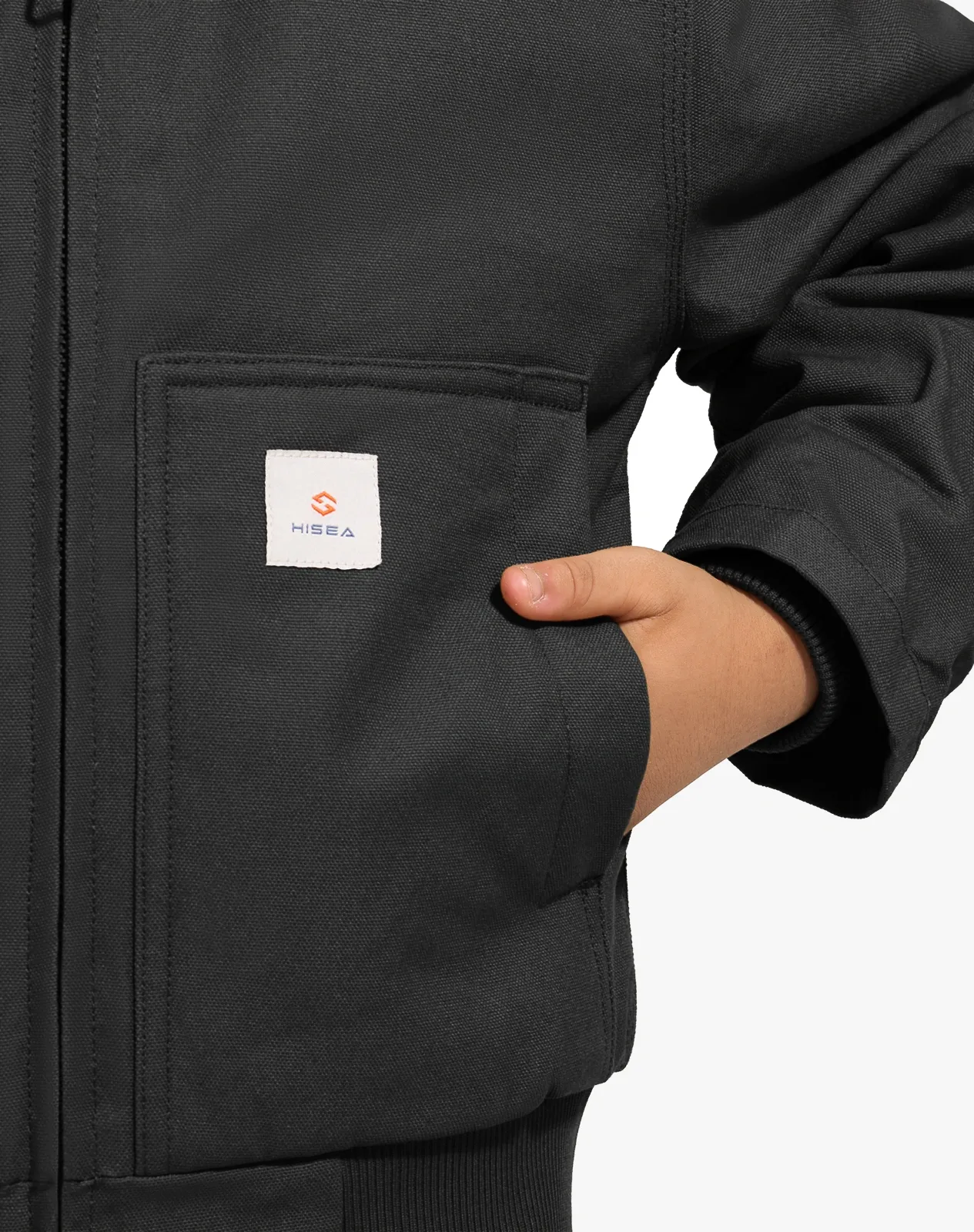 Black Kids' Insulated Canvas Hooded Jacket for GZ72KCP image 4
