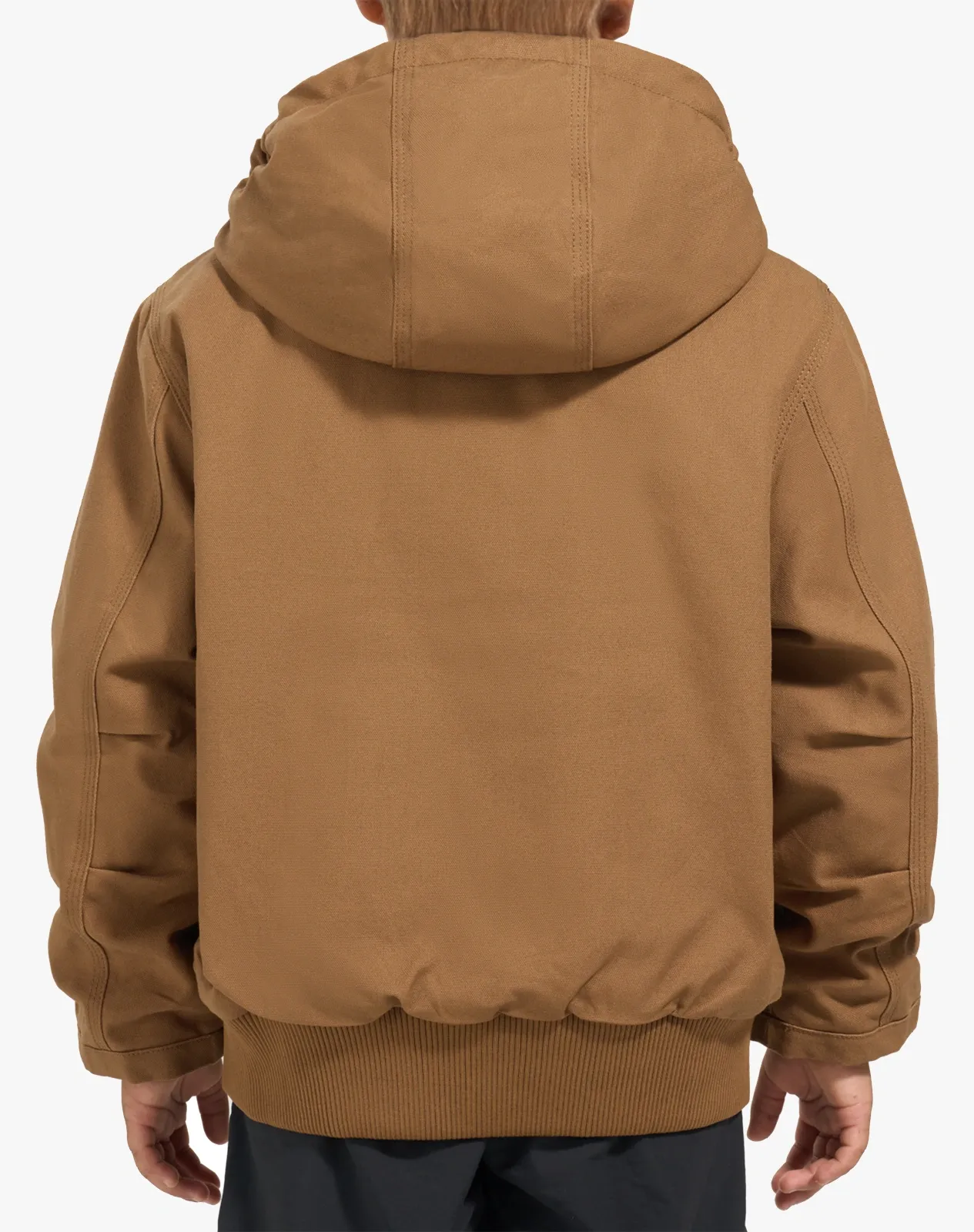 Brown Kids' Insulated Canvas Hooded Jacket for GZ72KCP image 2