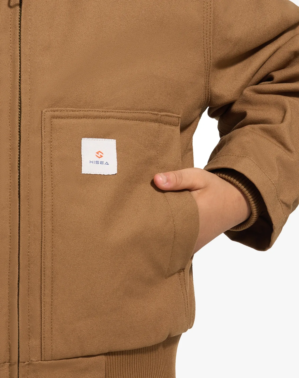 Brown Kids' Insulated Canvas Hooded Jacket for GZ72KCP image 4