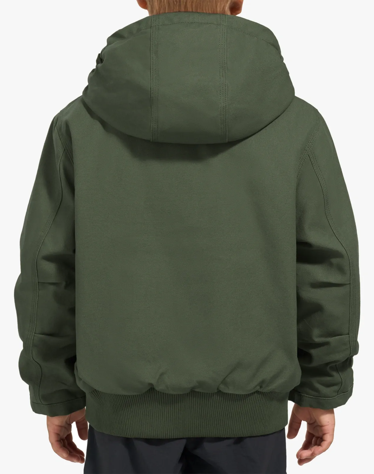 Green Kids' Insulated Canvas Hooded Jacket for GZ72KCP image 2
