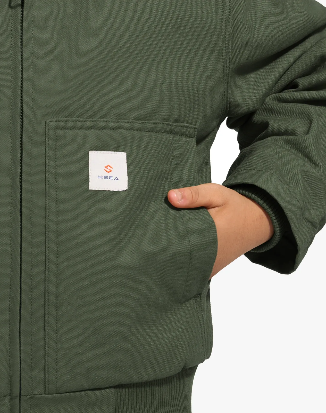 Green Kids' Insulated Canvas Hooded Jacket for GZ72KCP image 4
