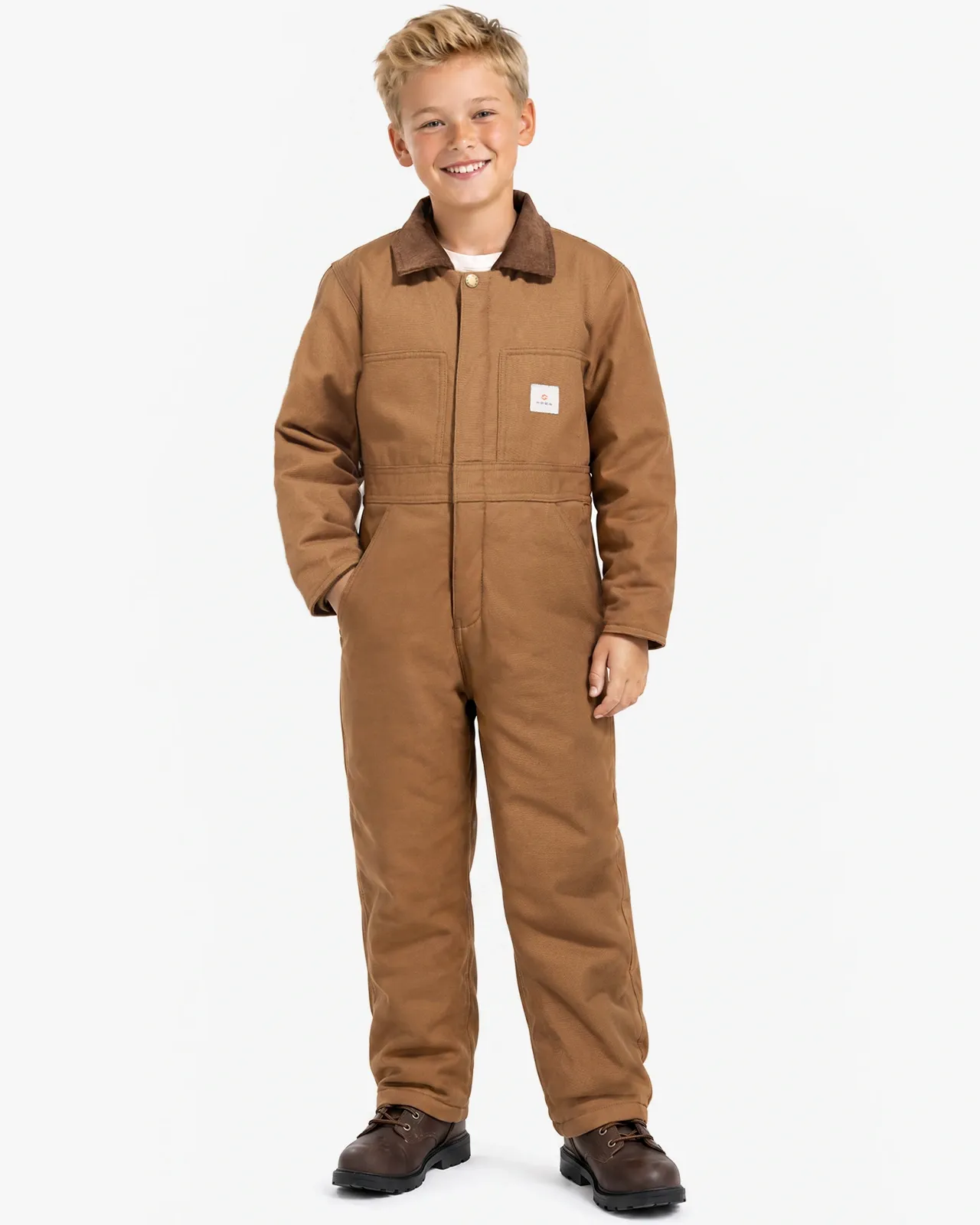 Gold brown Kids' Insulated Canvas Coveralls for GZ73KCP image 1