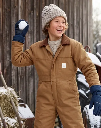 Gold brown Kids' Insulated Canvas Coveralls for GZ73KCP image 6