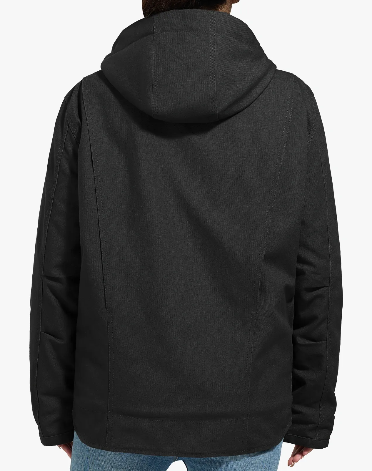 Women's Faux Sherpa Cotton Canvas Zip-Up Hooded Jacket for GZ74WCP image 2