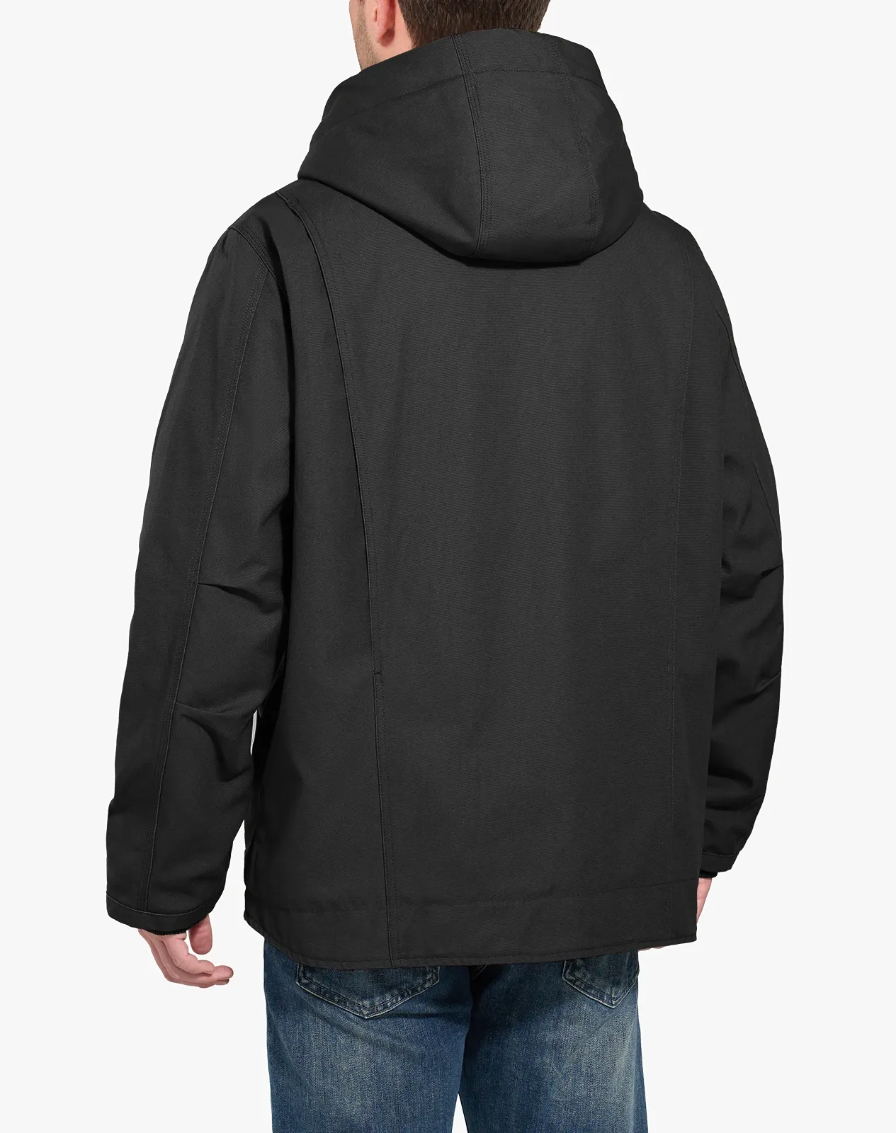 Men's Faux Sherpa Cotton Canvas Zip-Up Hooded Jacket for GZ75MCP image 2