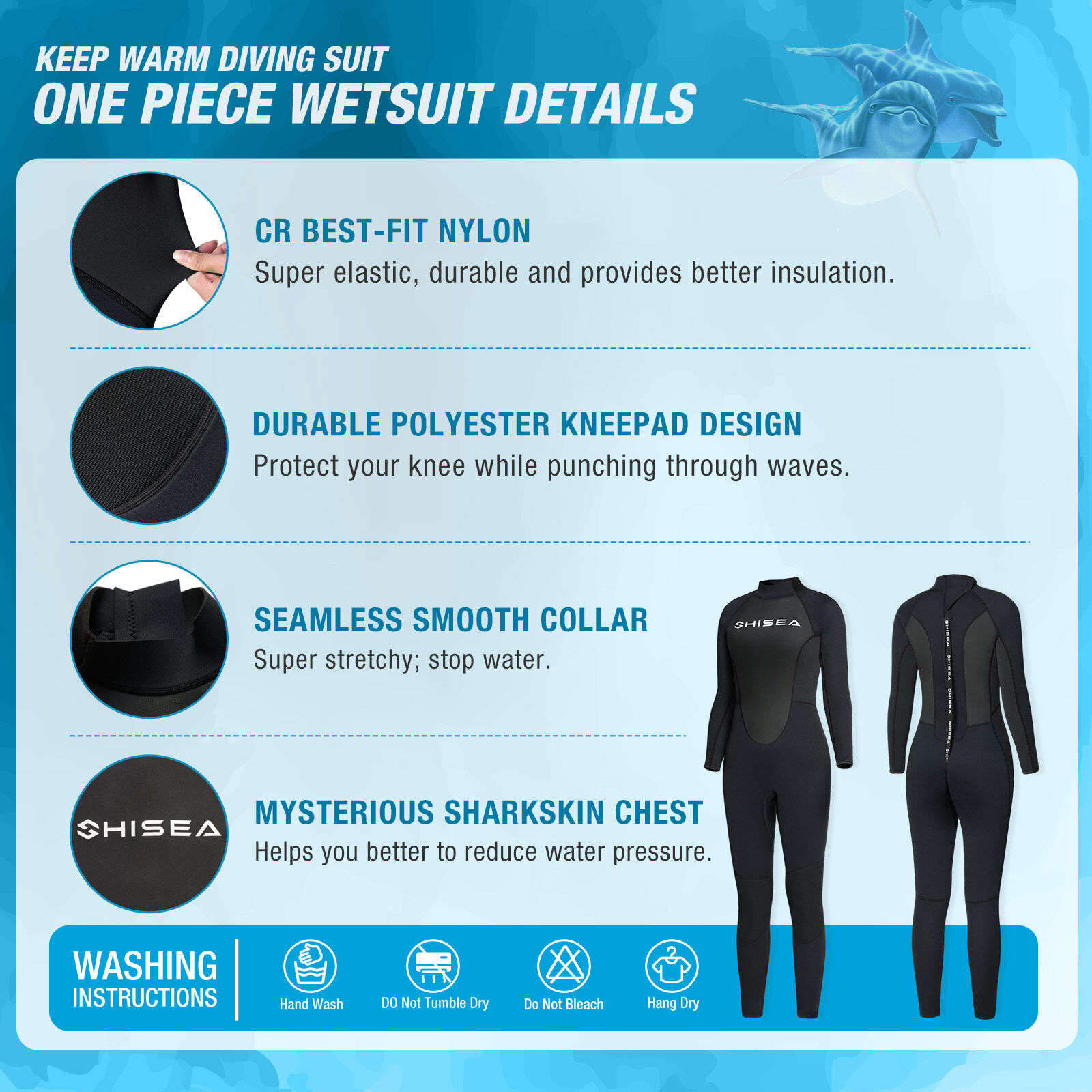 HISEA Women’s Full Body Neoprene Wetsuit 3/2mm for QSY02W image 4