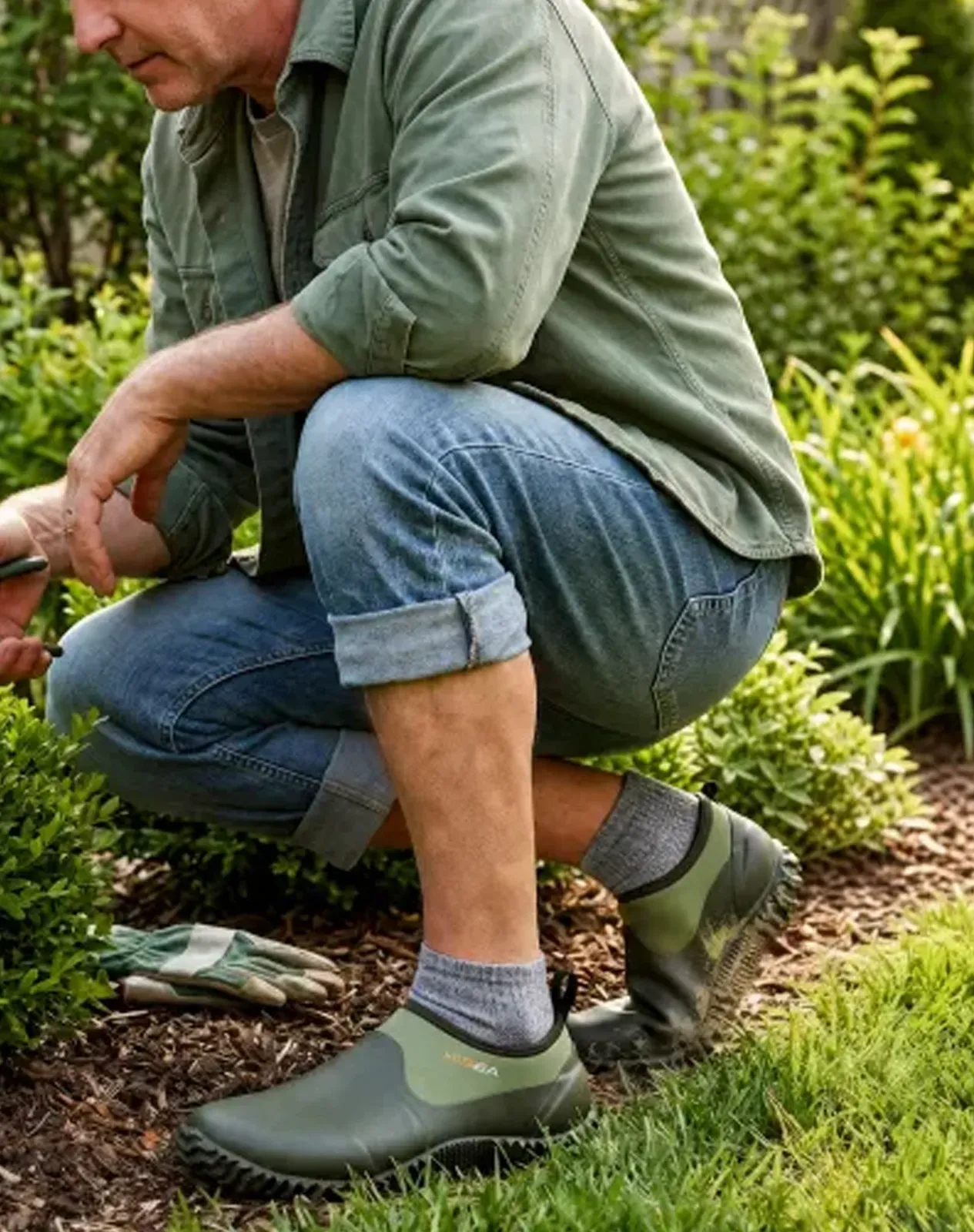 Green Men's Slip On Garden Shoes for XSX07CP image 6