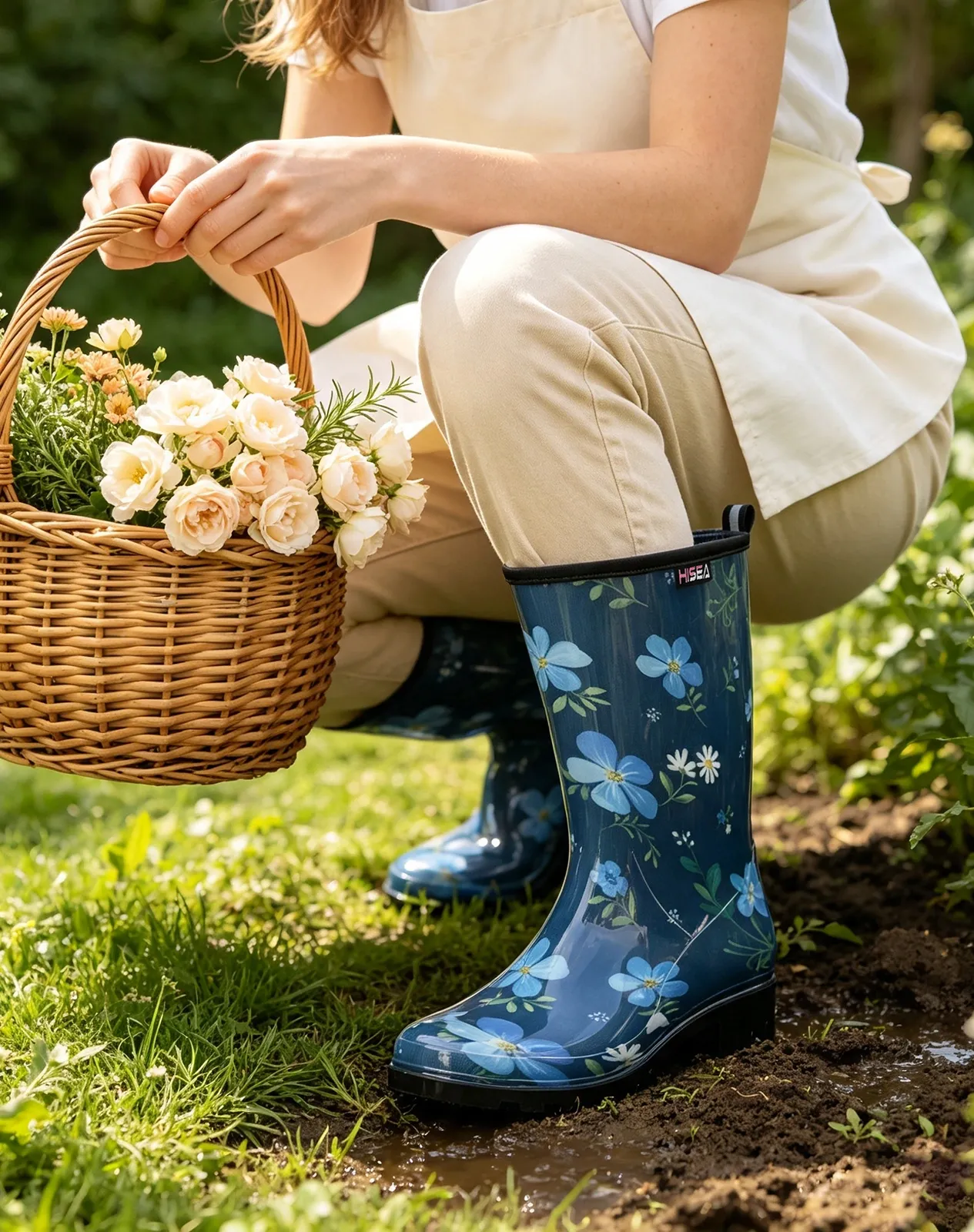 Blue 1 Women's Waterproof Mid-Calf Rain Boots for XSX09WCP image 6