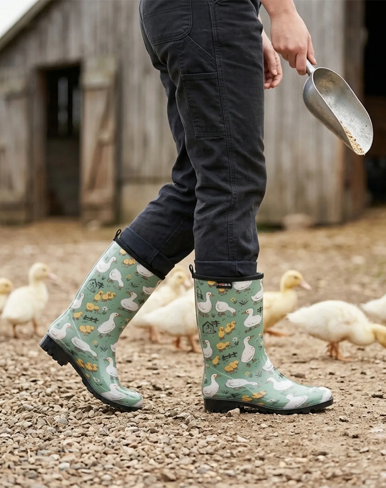 Green Women's Waterproof Mid-Calf Rain Boots for XSX09WCP image 6