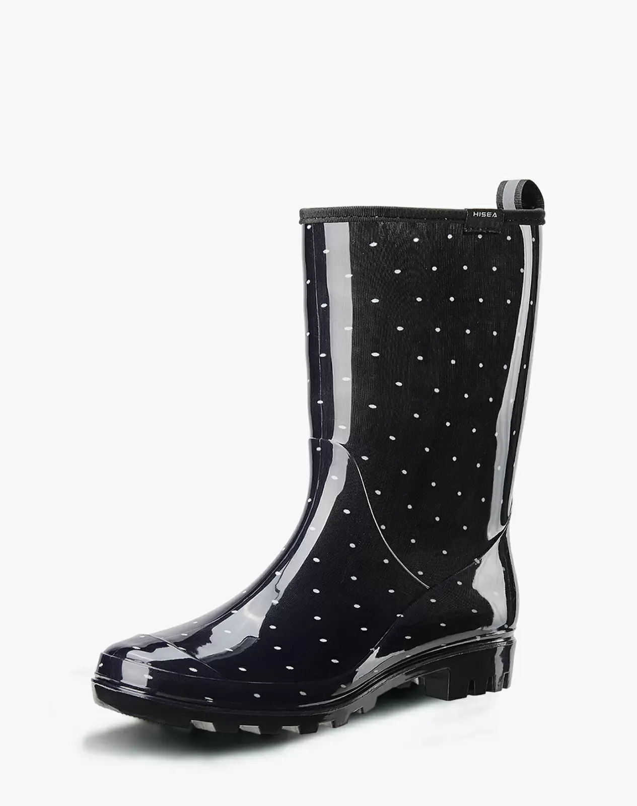Polka dots Women's Waterproof Mid-Calf Rain Boots for XSX09WCP image 2