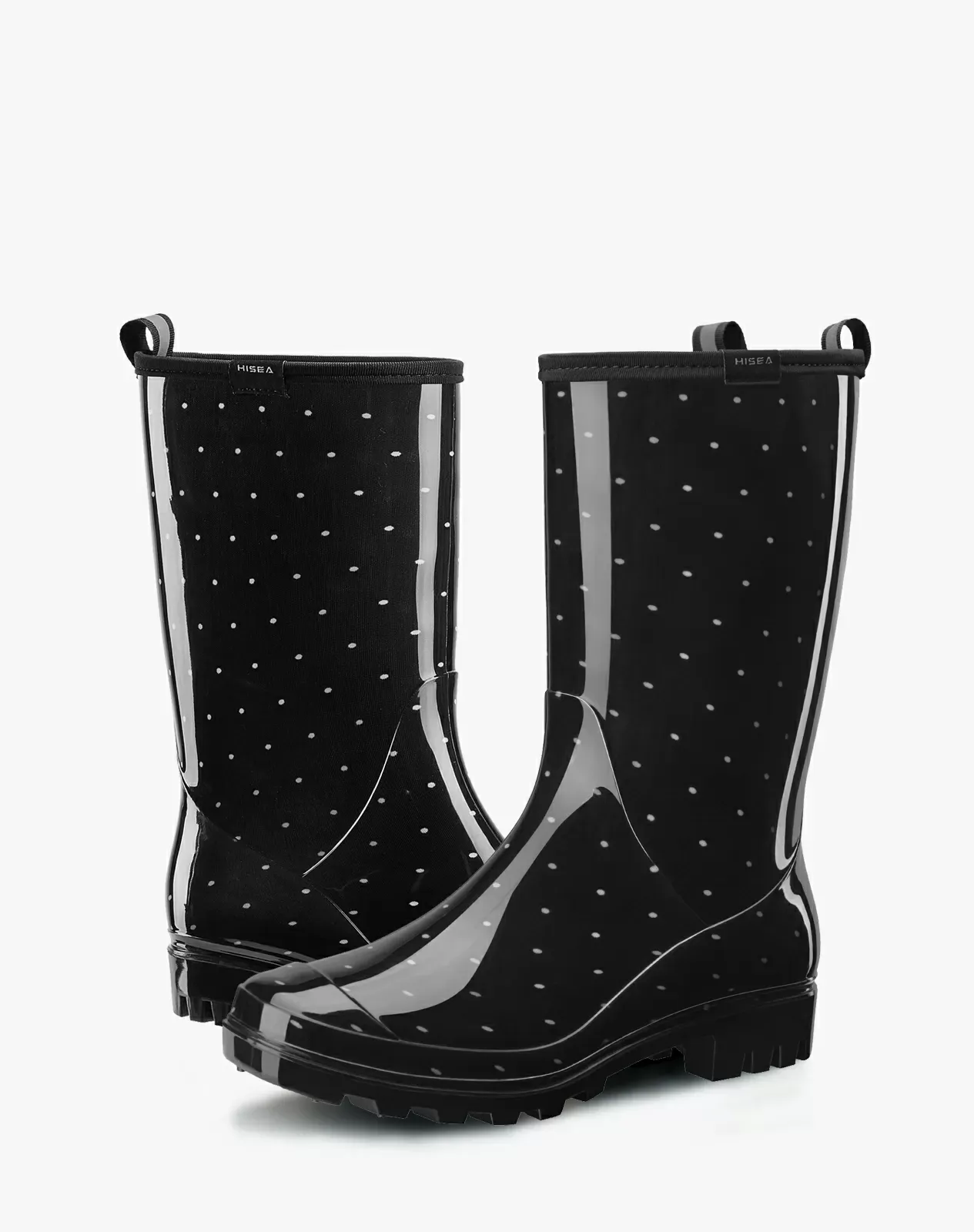 Polka dots Women's Waterproof Mid-Calf Rain Boots for XSX09WCP image 4