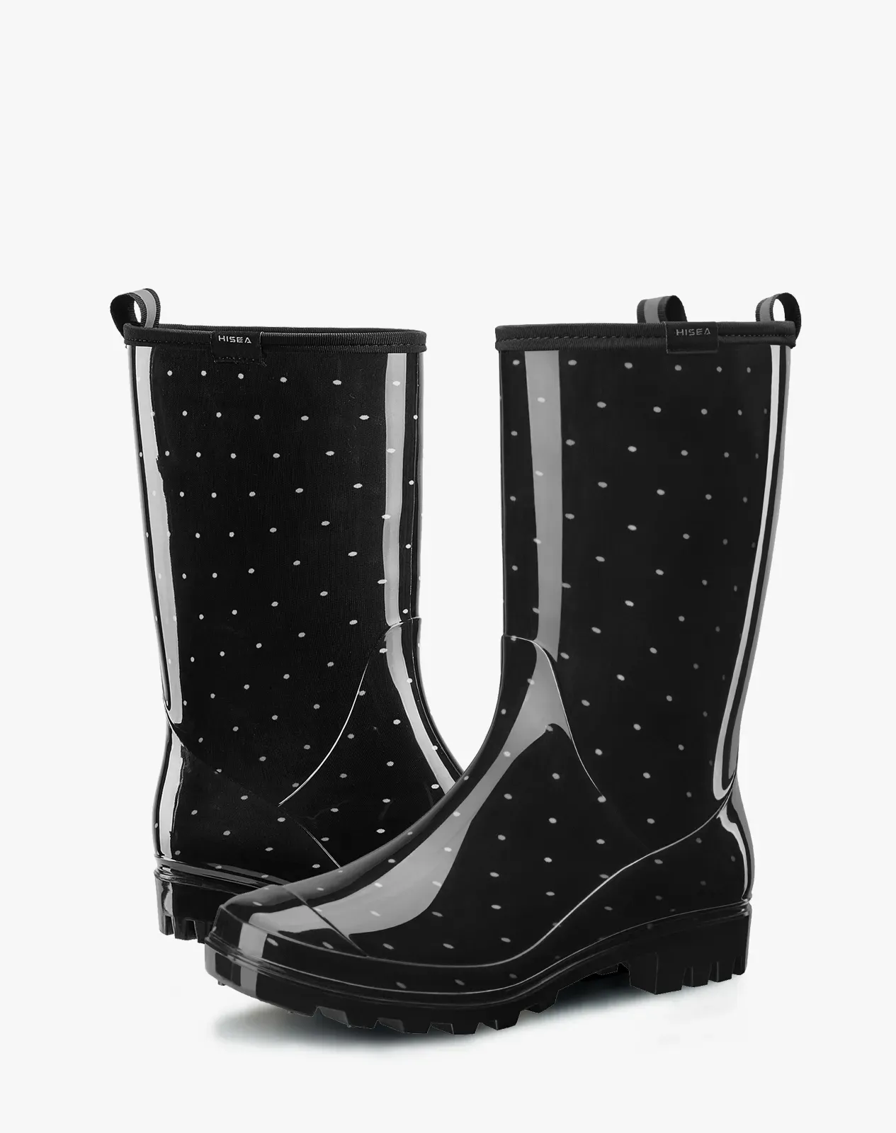 Polka dots Women's Waterproof Mid-Calf Rain Boots for XSX09WCP image 4