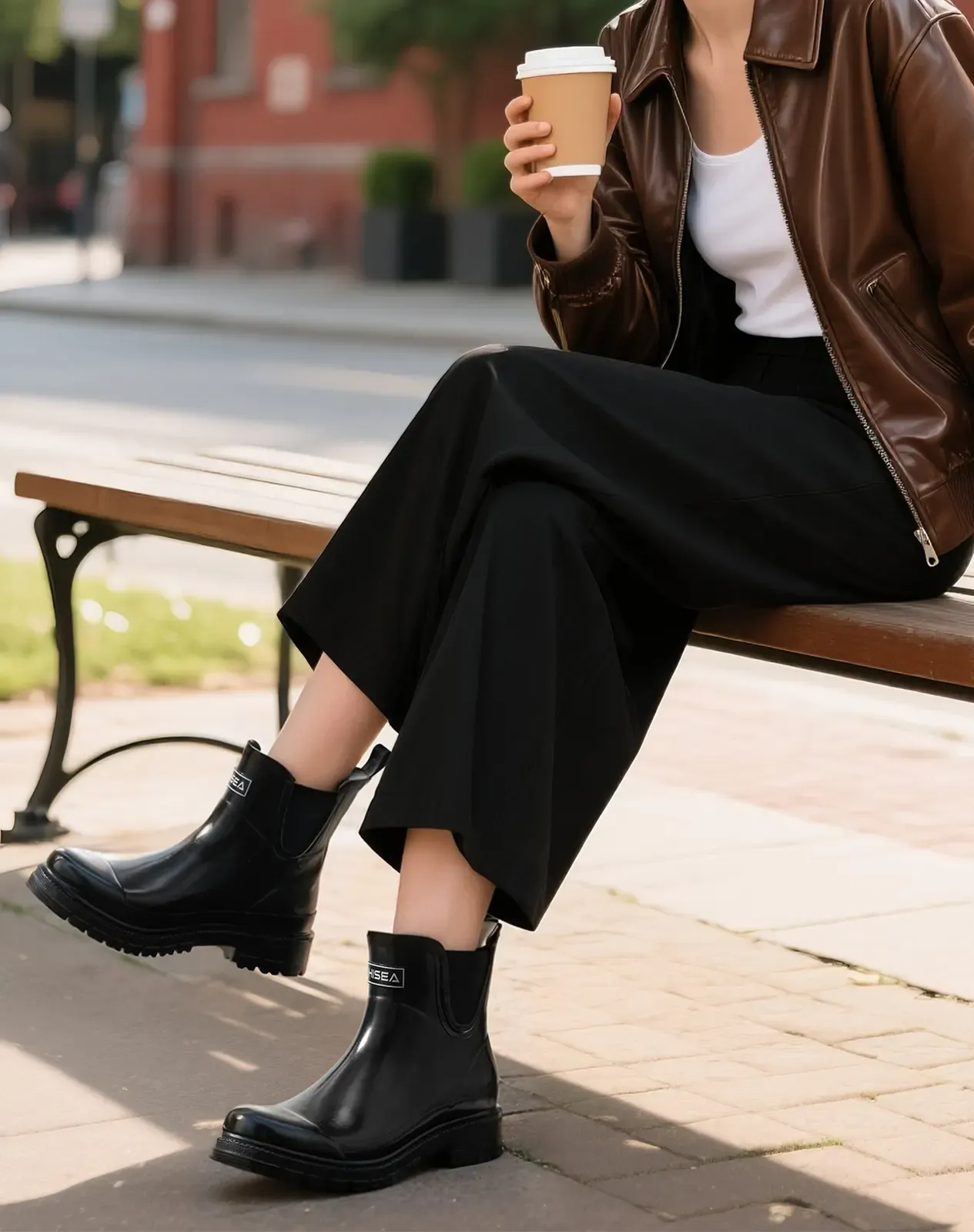 Women's Waterproof Rubber Chelsea Rain Boots for XSX100WCP image 6