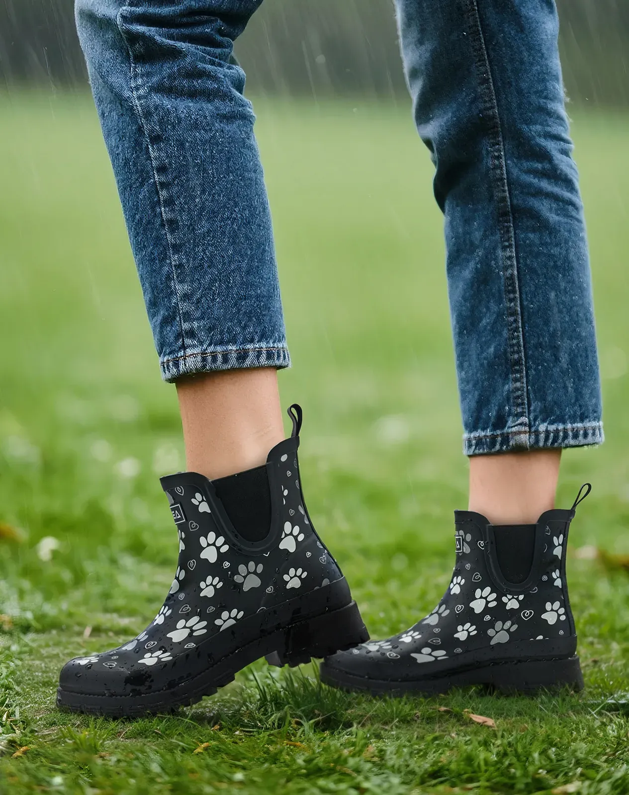 Printed 1 Women's Waterproof Rubber Chelsea Rain Boots for XSX100WCP image 6