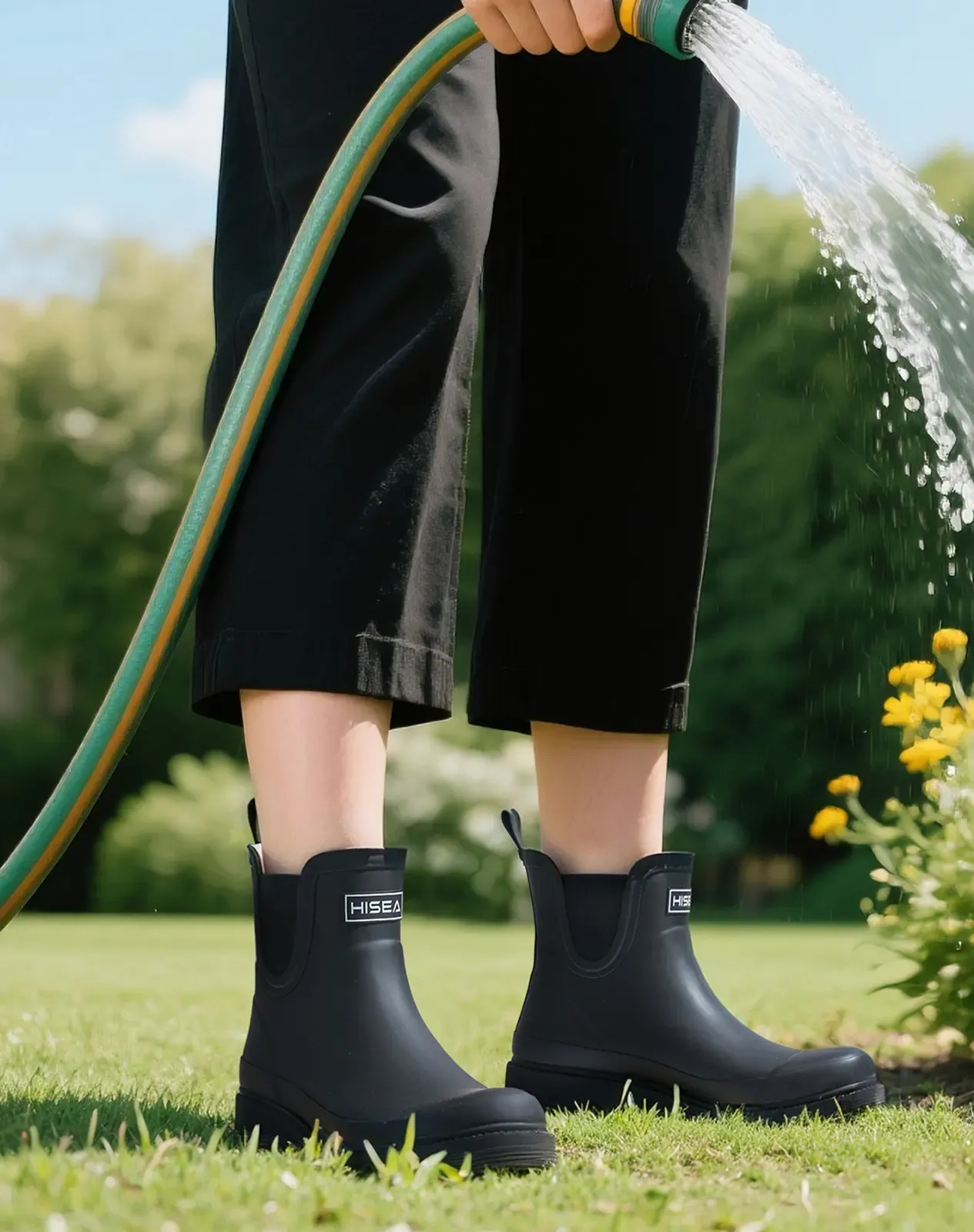 Matte Women's Waterproof Rubber Chelsea Rain Boots for XSX100WCP image 6