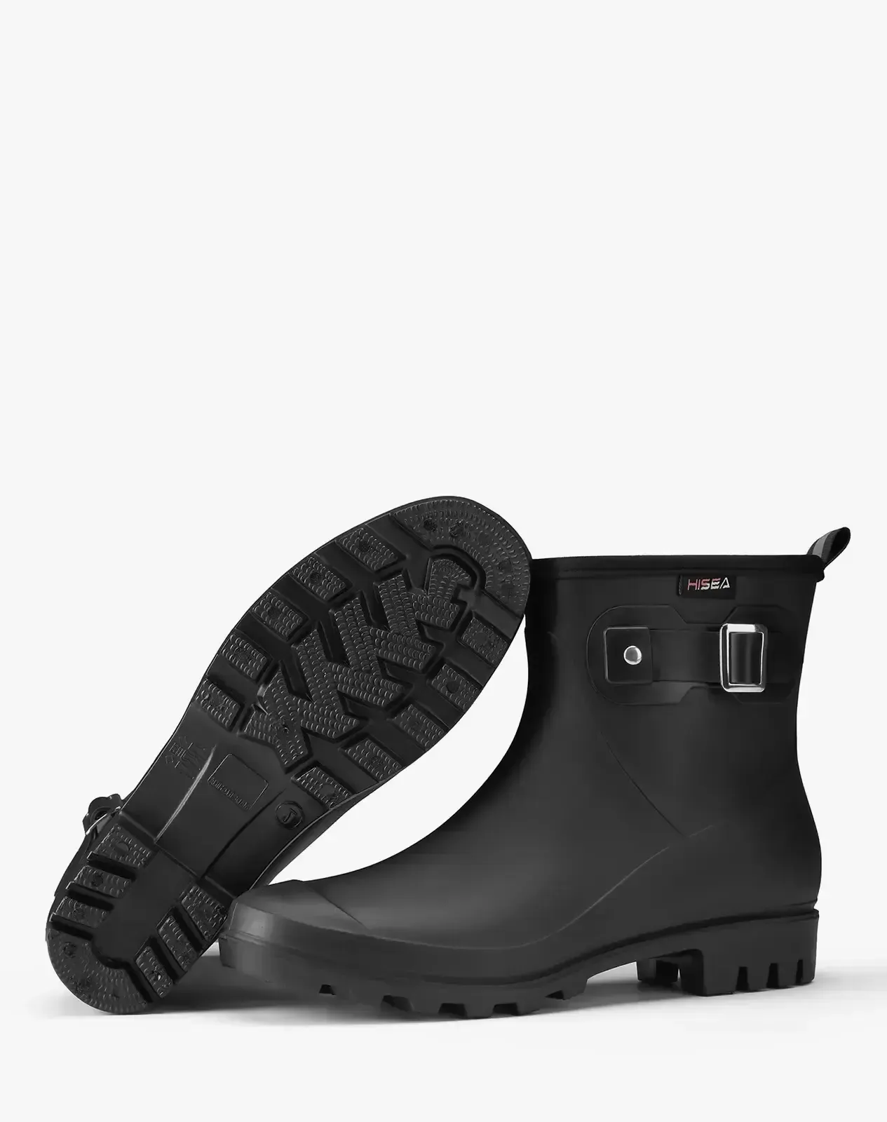 Women's Rubber Short Rain Boots with Adjustable Buckle for XSX101WCP image 5