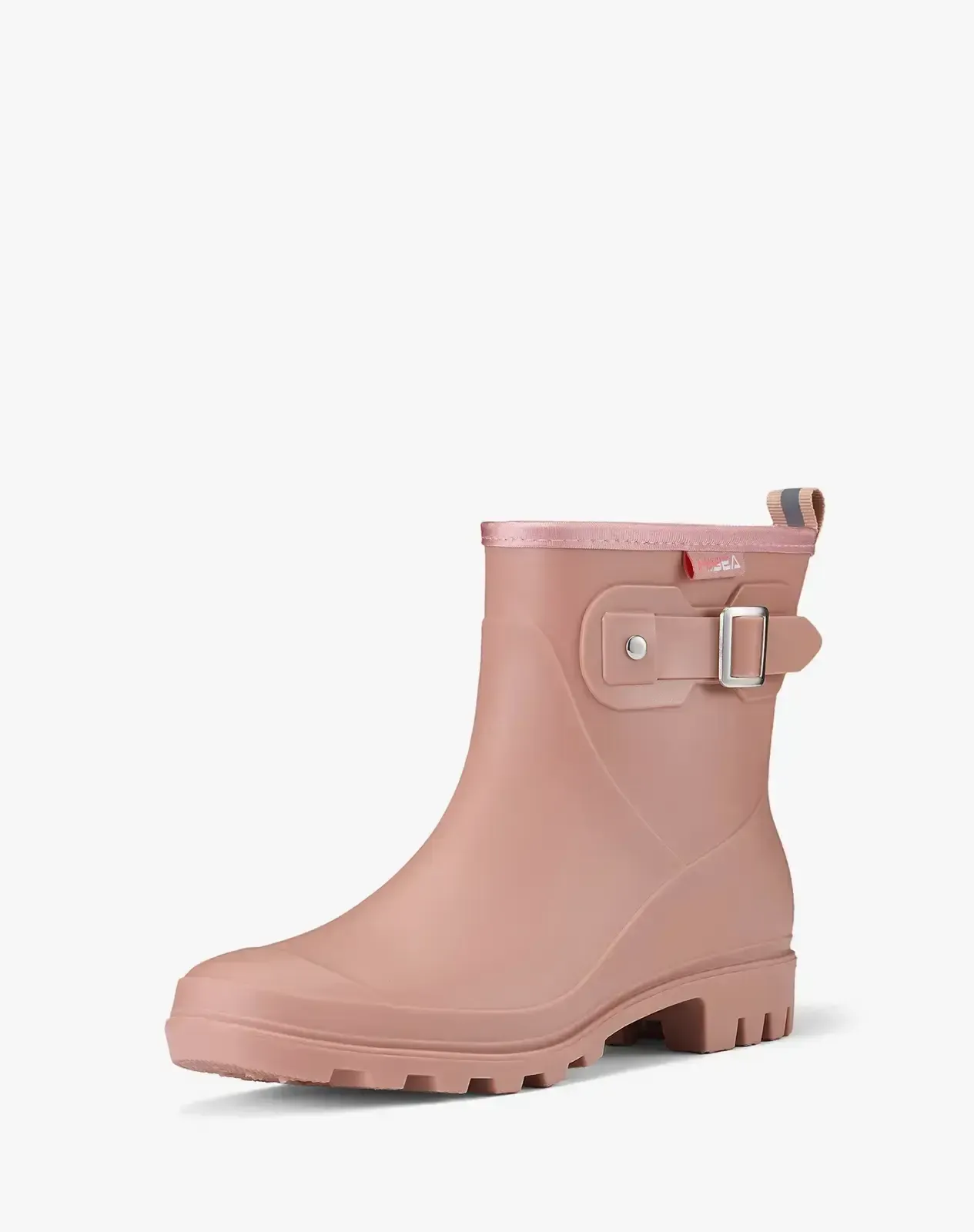 Pink Women's Rubber Short Rain Boots with Adjustable Buckle for XSX101WCP image 2