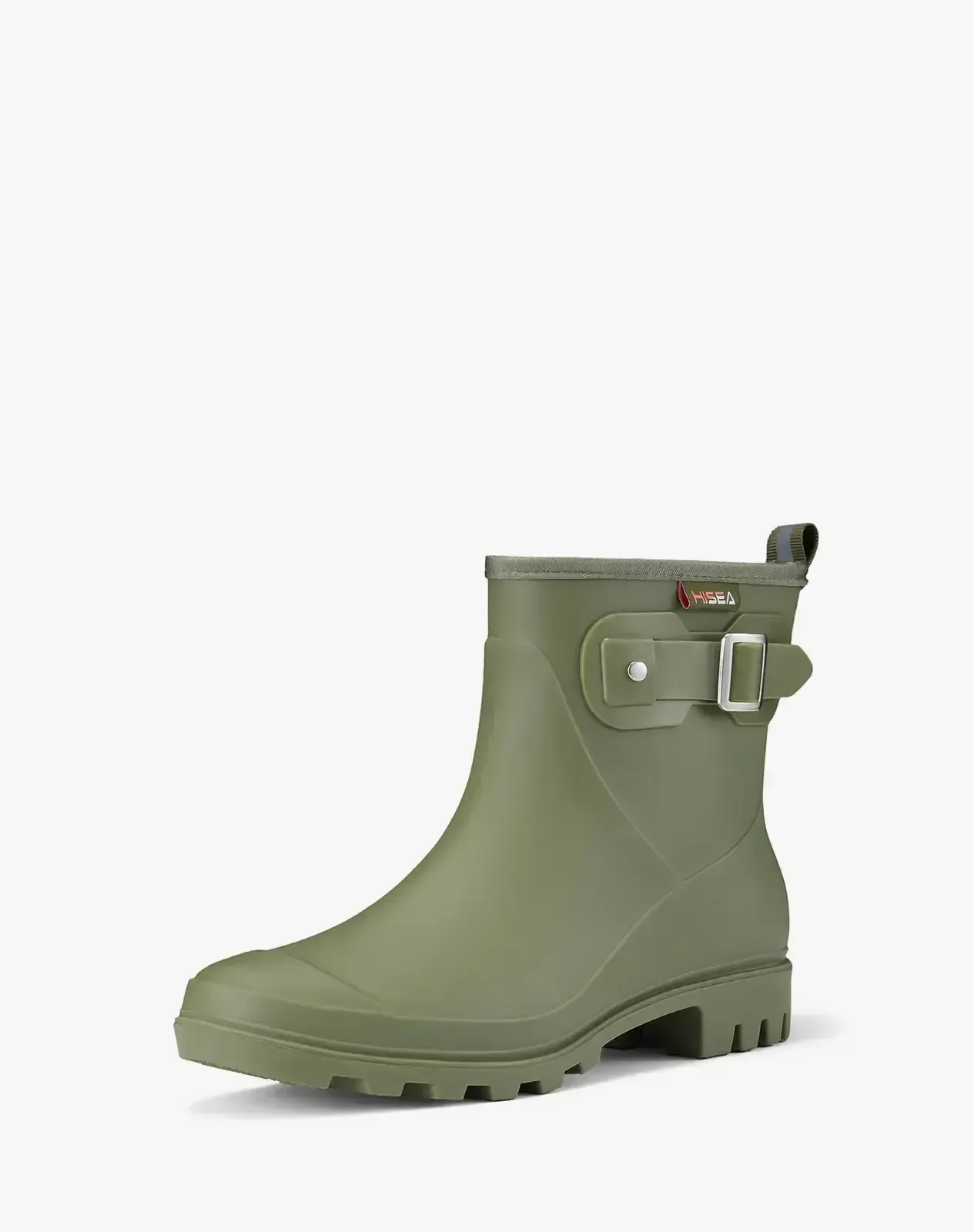 Green Women's Rubber Short Rain Boots with Adjustable Buckle for XSX101WCP image 2