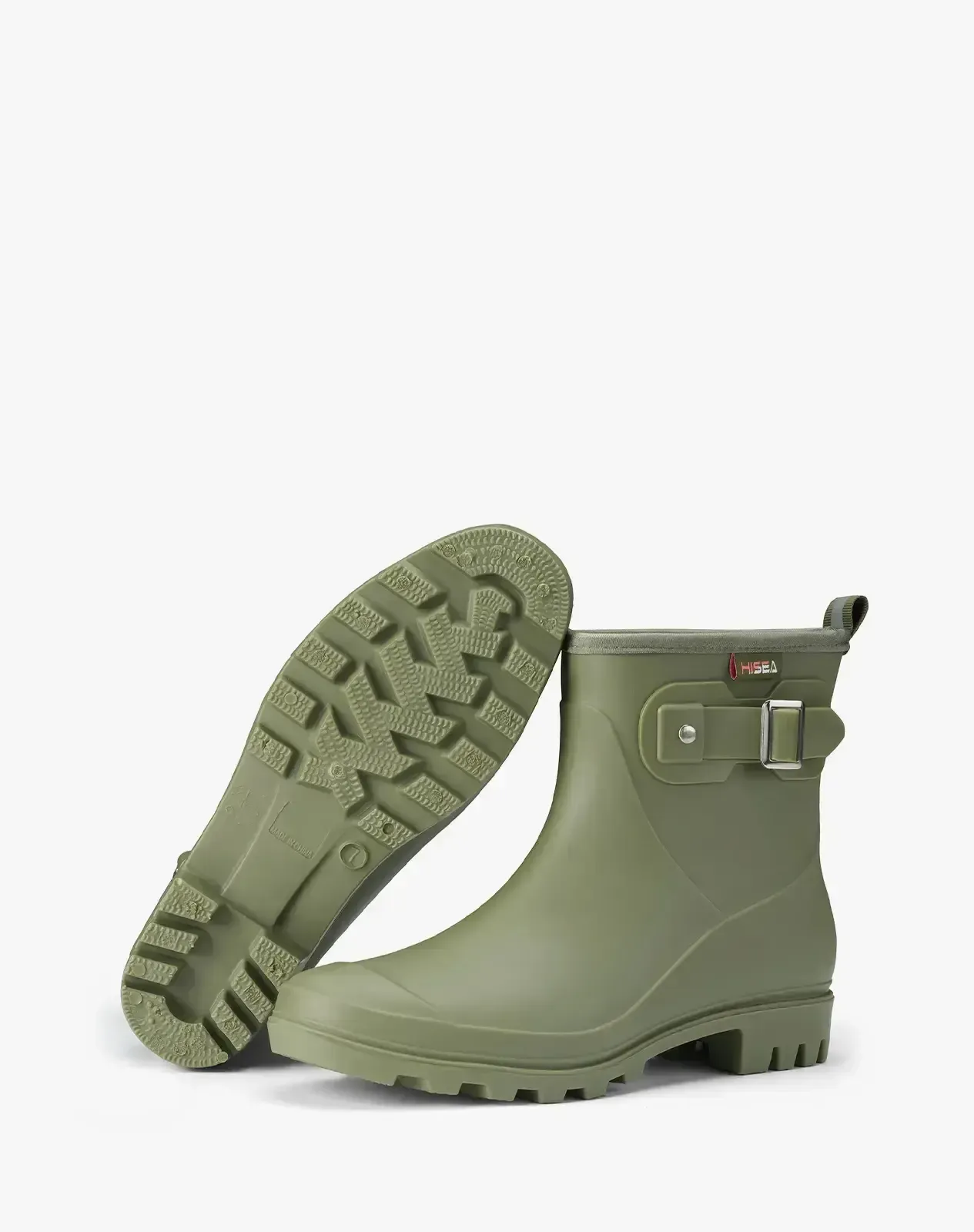 Green Women's Rubber Short Rain Boots with Adjustable Buckle for XSX101WCP image 5